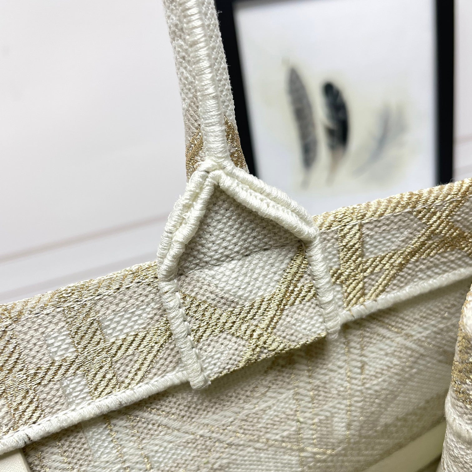 Christian Dior Book Tote Medium Bag in Beige and White Embroidered Cannage Canvas
