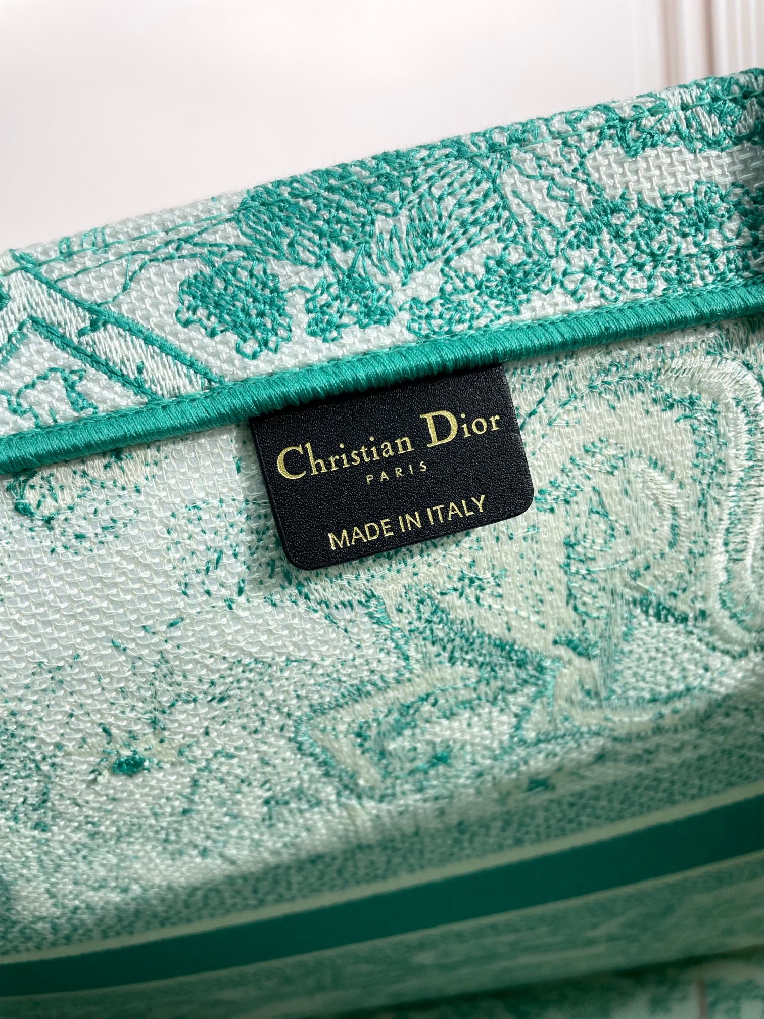 Christian Dior Green Toile de Jouy Book Tote Bag