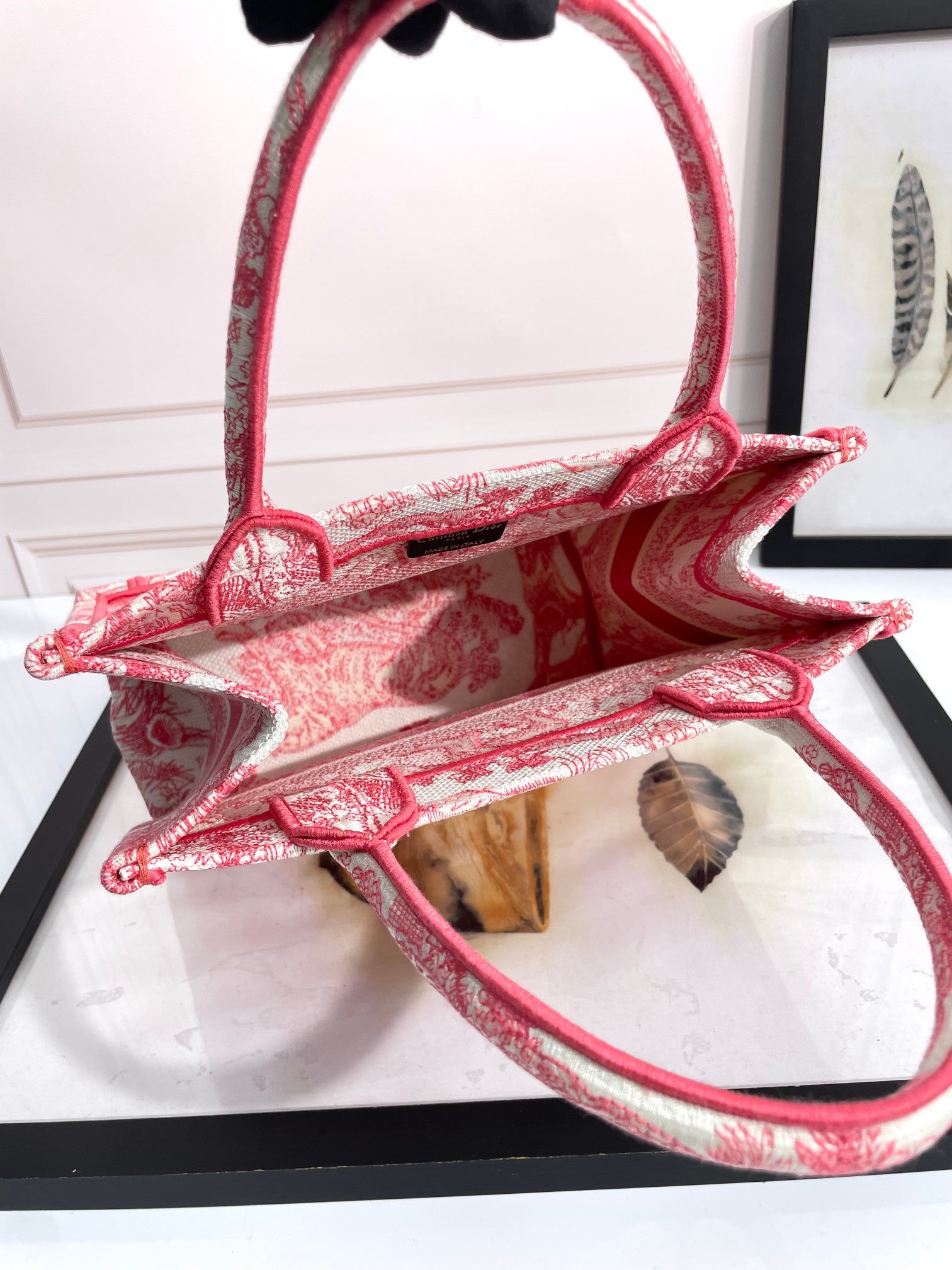 Christian Dior Pink Toile de Jouy Reverse Embroidered Book Tote Bag