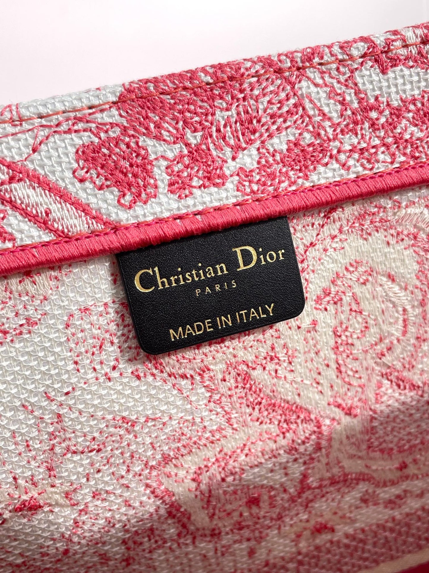 Christian Dior Large Book Tote Bag - Pink Toile de Jouy Embroidery