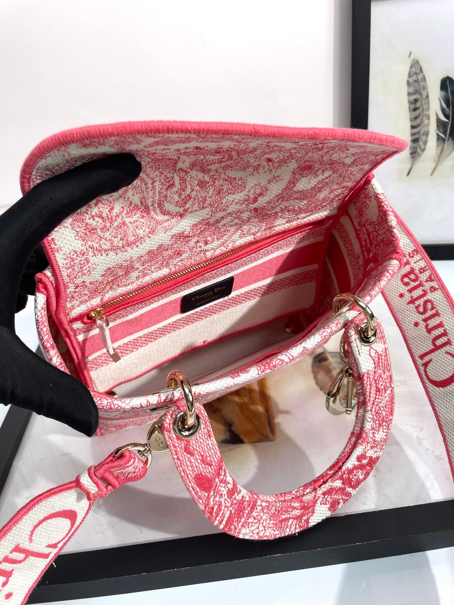 Christian Dior Lady Dior Bag Pink Toile de Jouy Embroidery