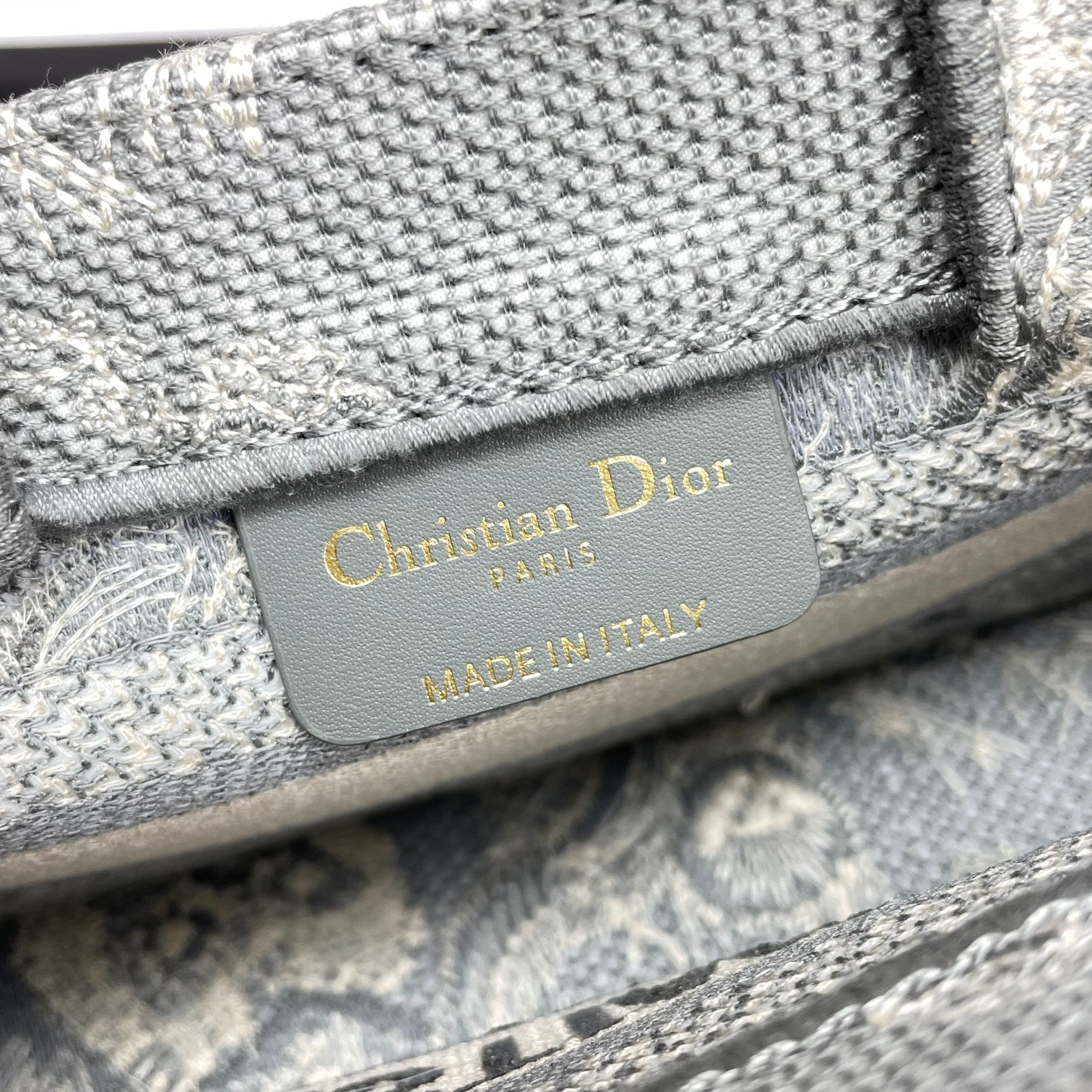 Dior Vintage Grey Embroidered Canvas Mini Tote Bag with Strap