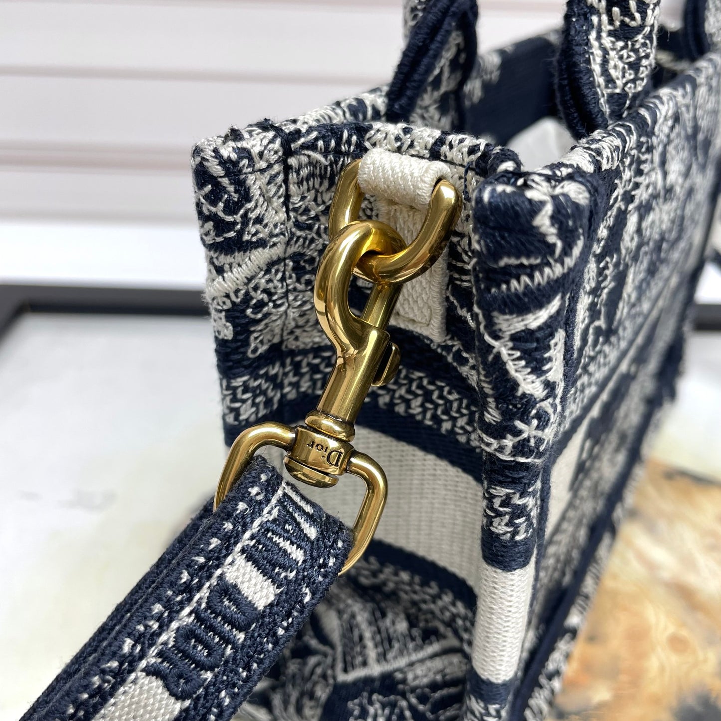 Dior Embroidered Floral Canvas Mini Tote Bag with Adjustable Crossbody Strap