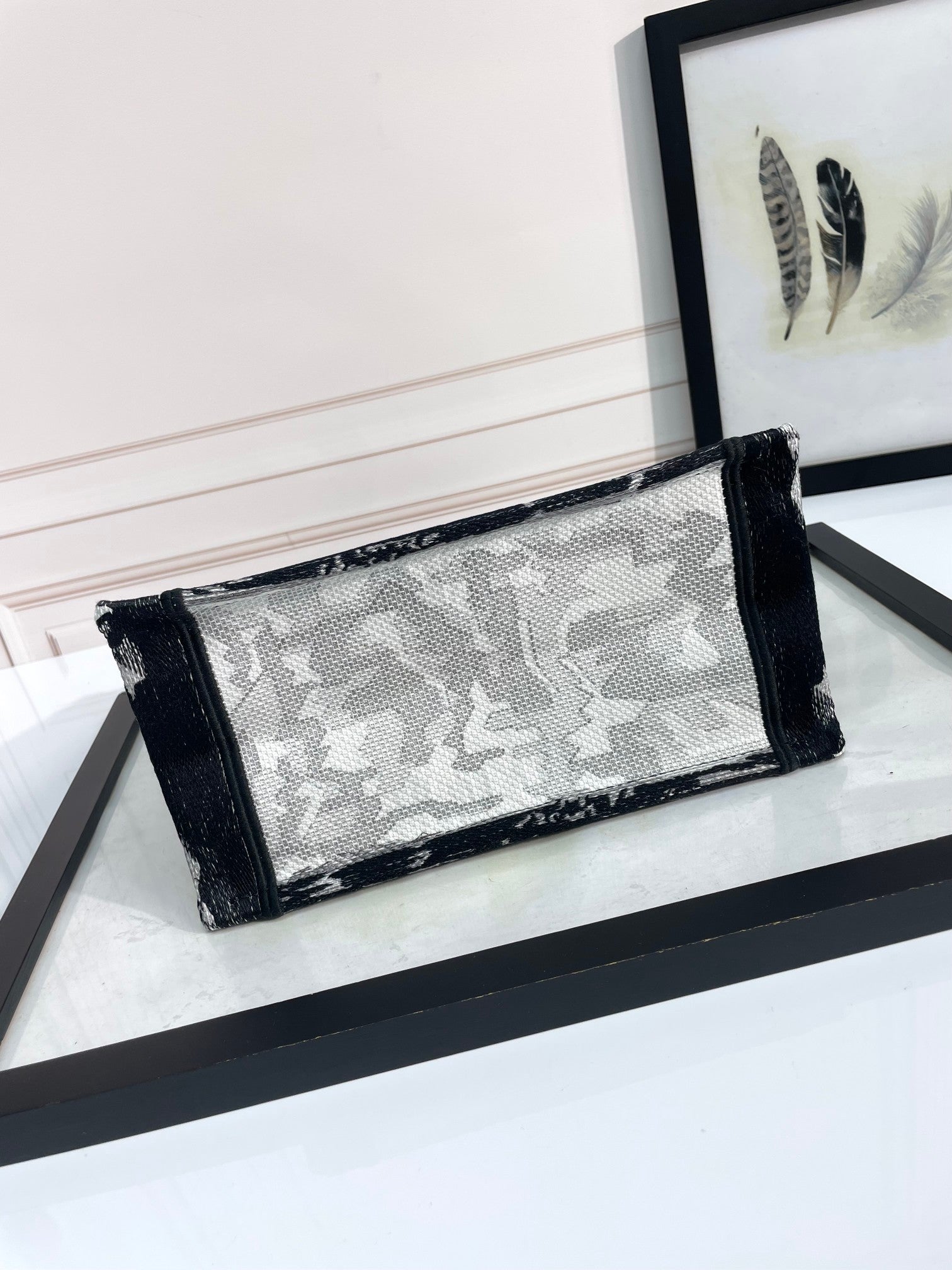 Christian Dior Medium Book Tote Plan de Paris Black and White Embroidered Bag