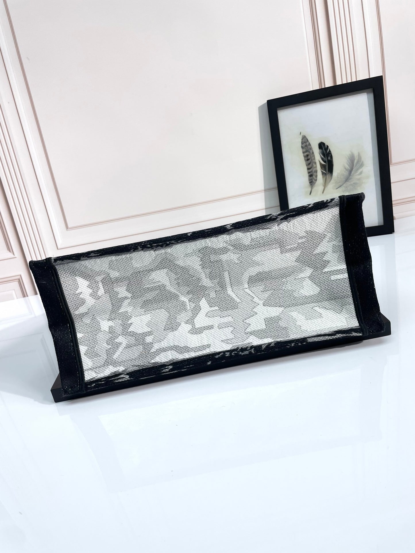Christian Dior Large Book Tote - Black and White Plan de Paris Embroidery with Eiffel Tower