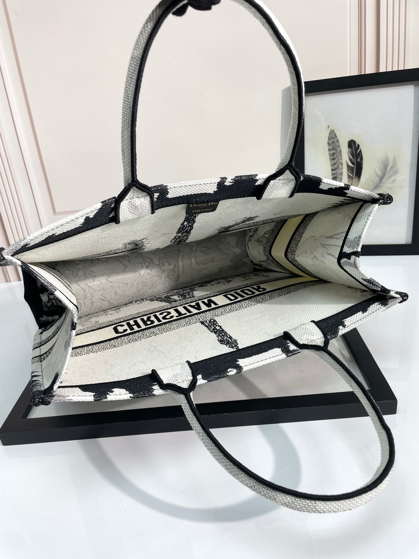 Dior Paris Eiffel Tower Embroidered Canvas Tote Bag Travel Handbag