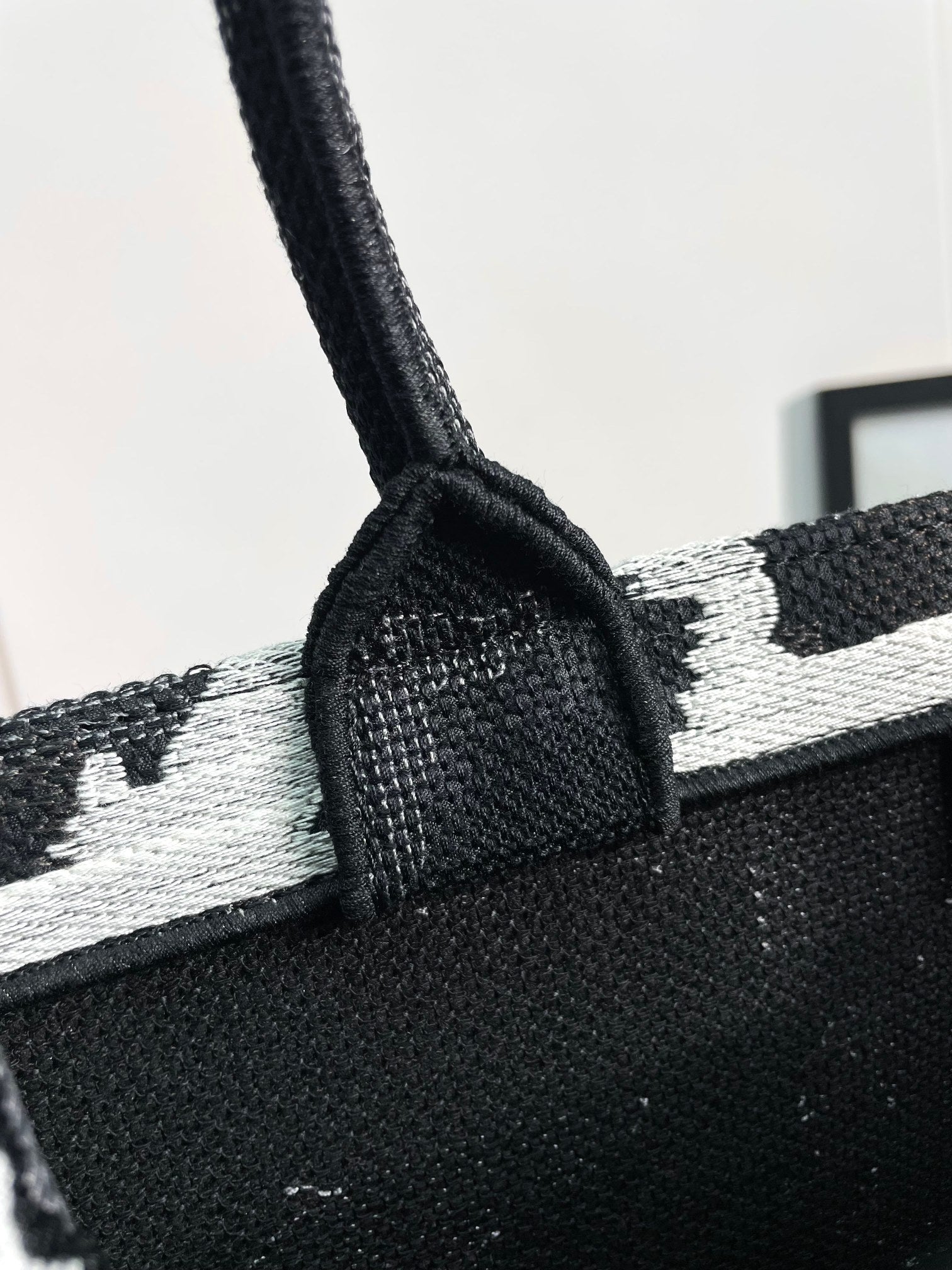 Dior Elegant Paris Eiffel Tower Embroidered Canvas Book Tote Handbag