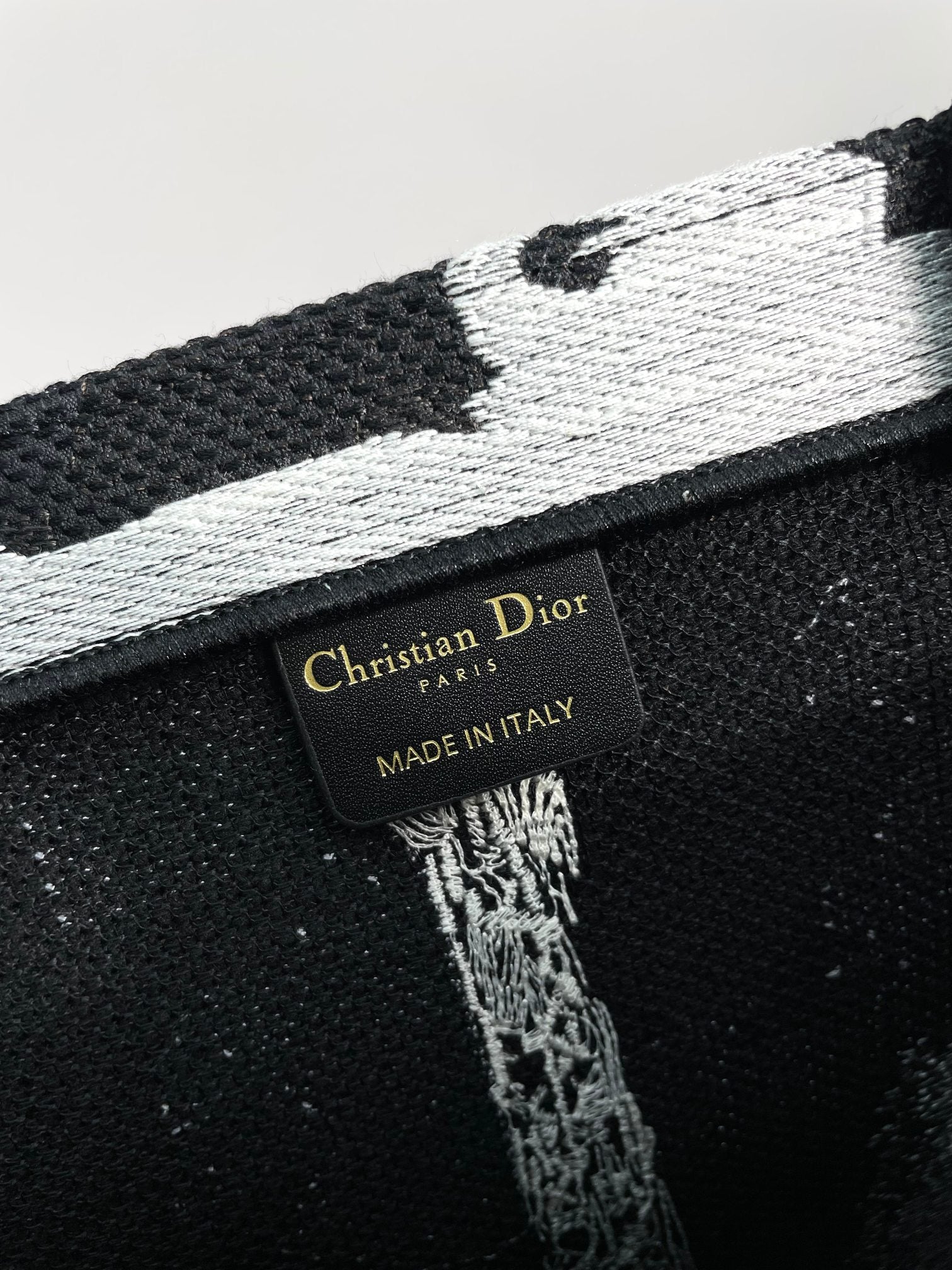 Christian Dior Large Book Tote Bag Black and White Paris Eiffel Tower Embroidery