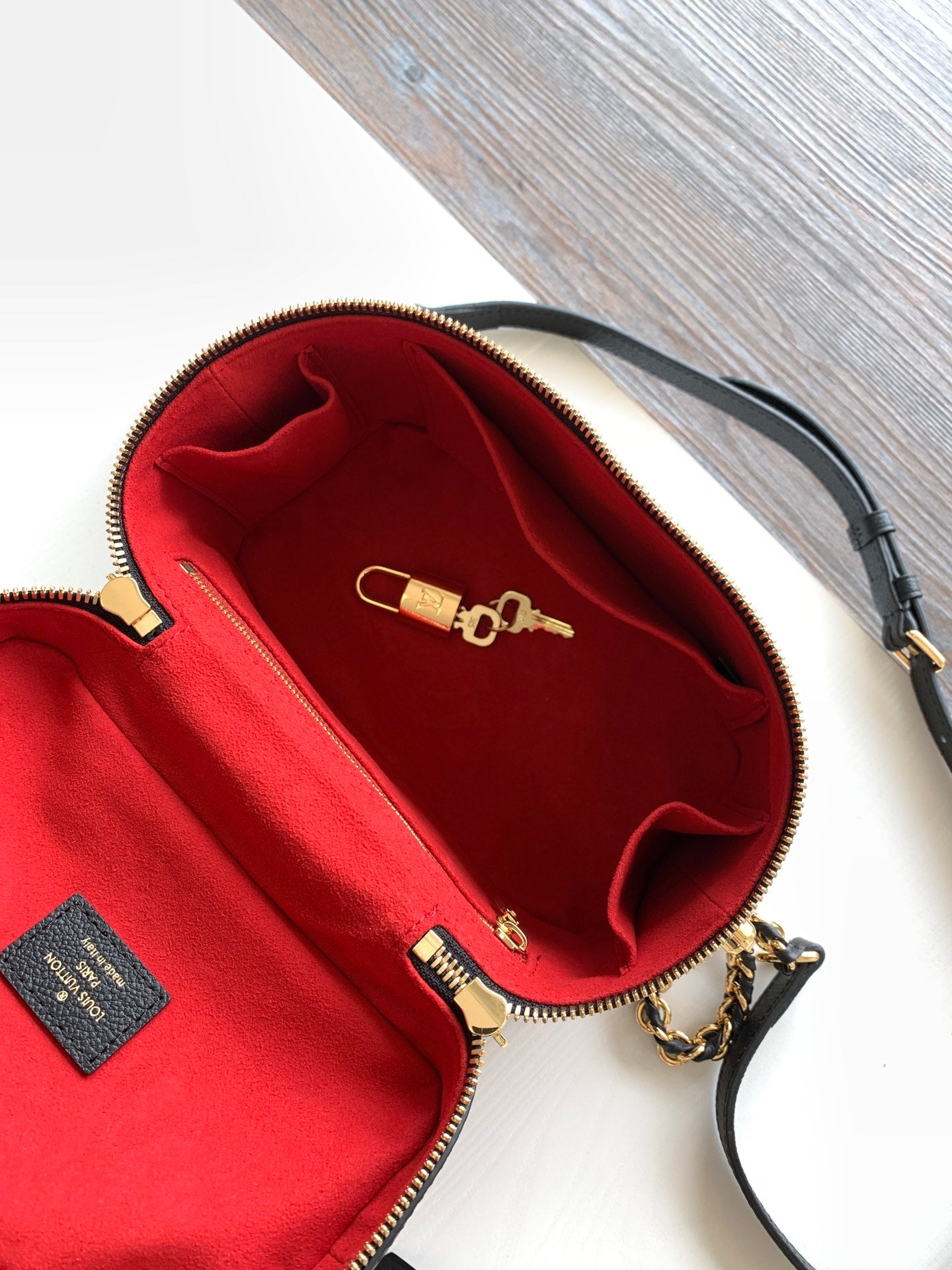 Louis Vuitton Classic Black Monogram Leather Vanity Case Bag with Gold Hardware