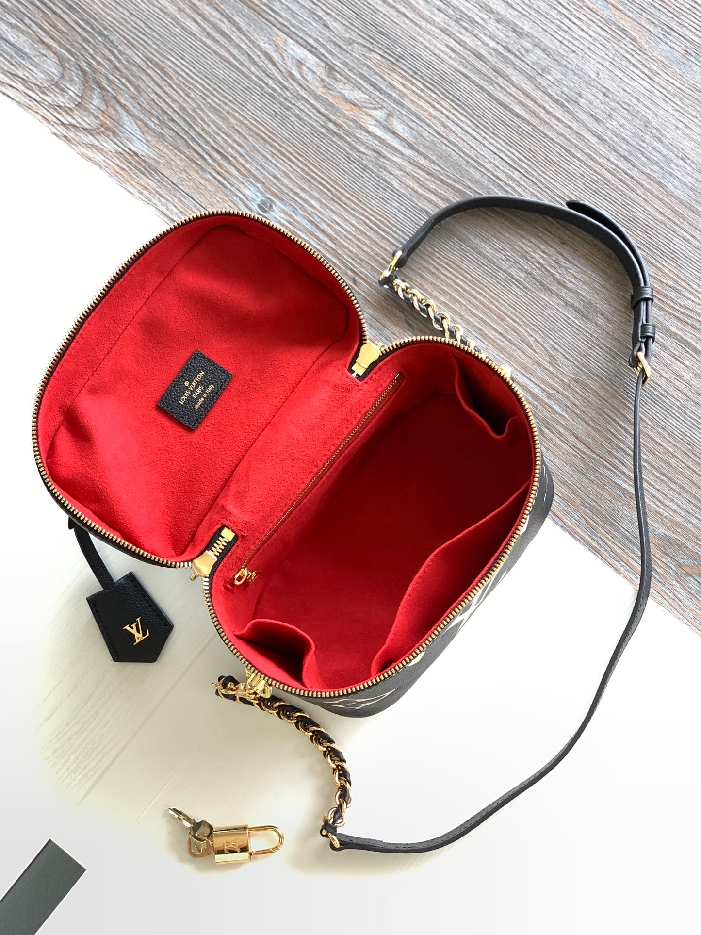 Louis Vuitton Vanity PM Monogram Empreinte Giant Leather Bag - Black/Beige