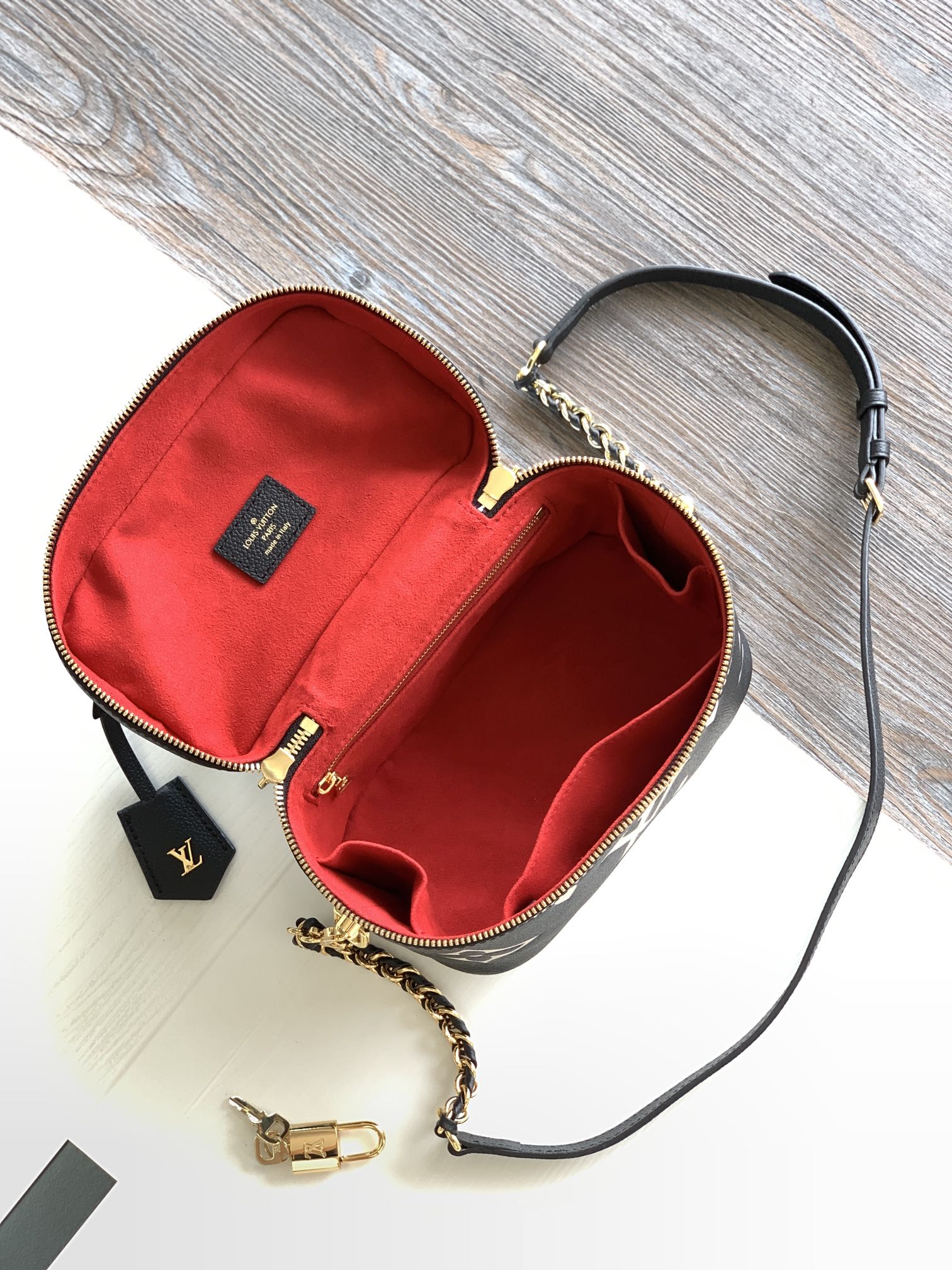 Louis Vuitton Vanity PM Monogram Empreinte Giant Leather Bag - Black/Beige
