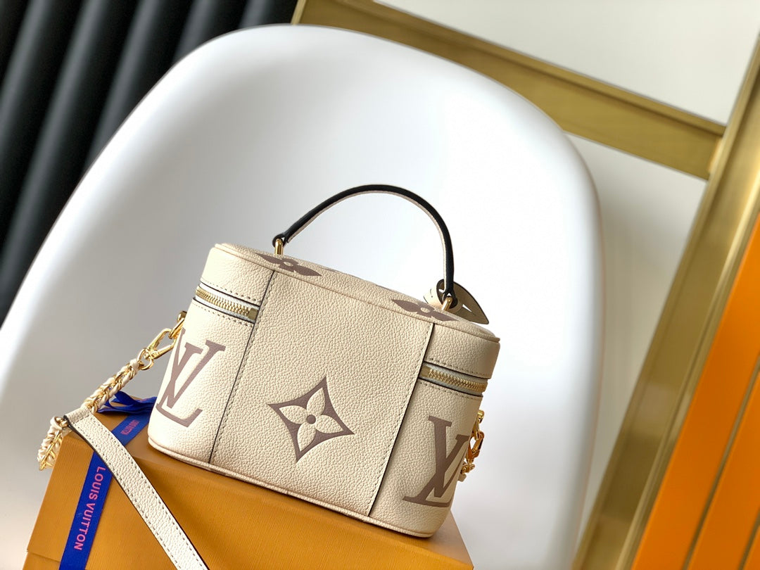 Louis Vuitton Cream Monogram Leather Vanity Case Crossbody Bag with Top Handle