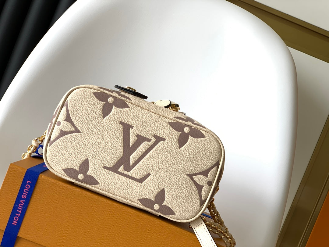 Louis Vuitton Cream Monogram Leather Vanity Case Crossbody Bag with Top Handle