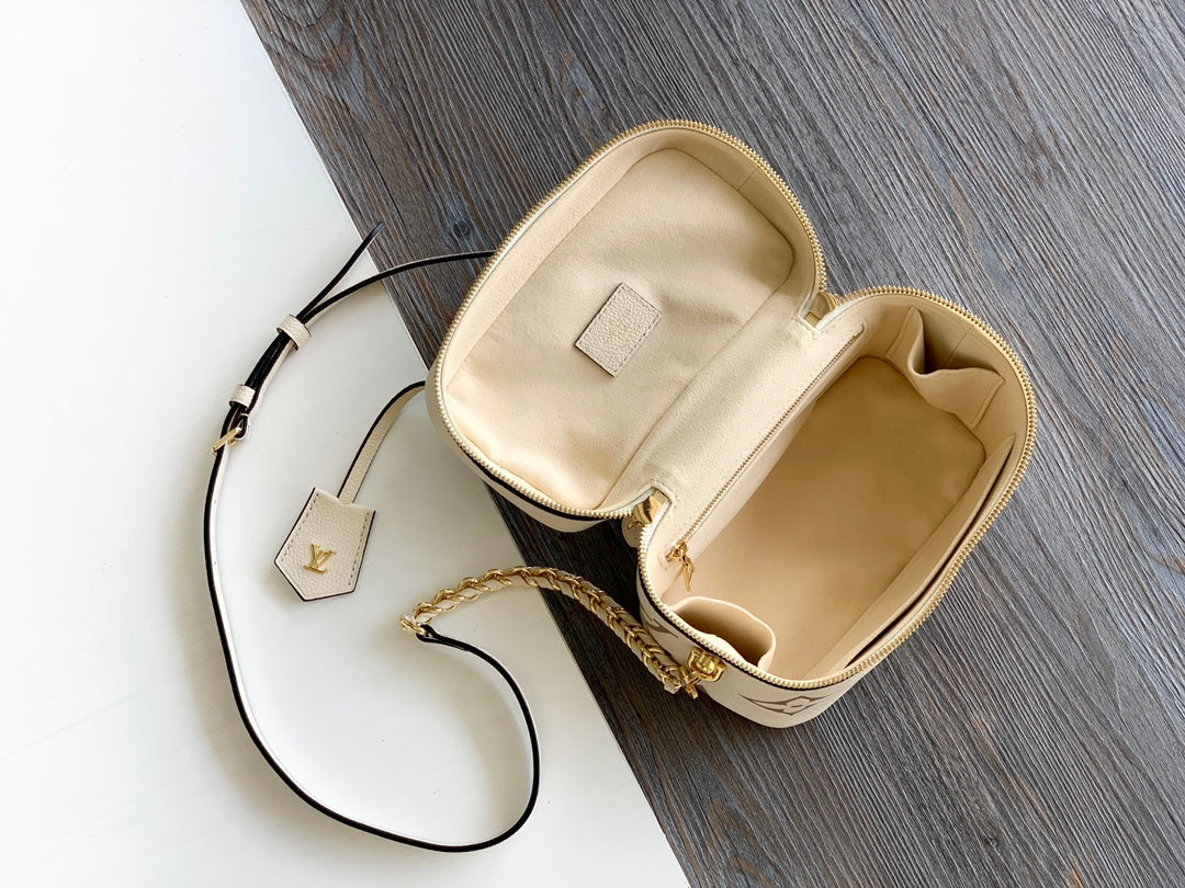 Louis Vuitton Cream Monogram Leather Vanity Case Crossbody Bag with Top Handle
