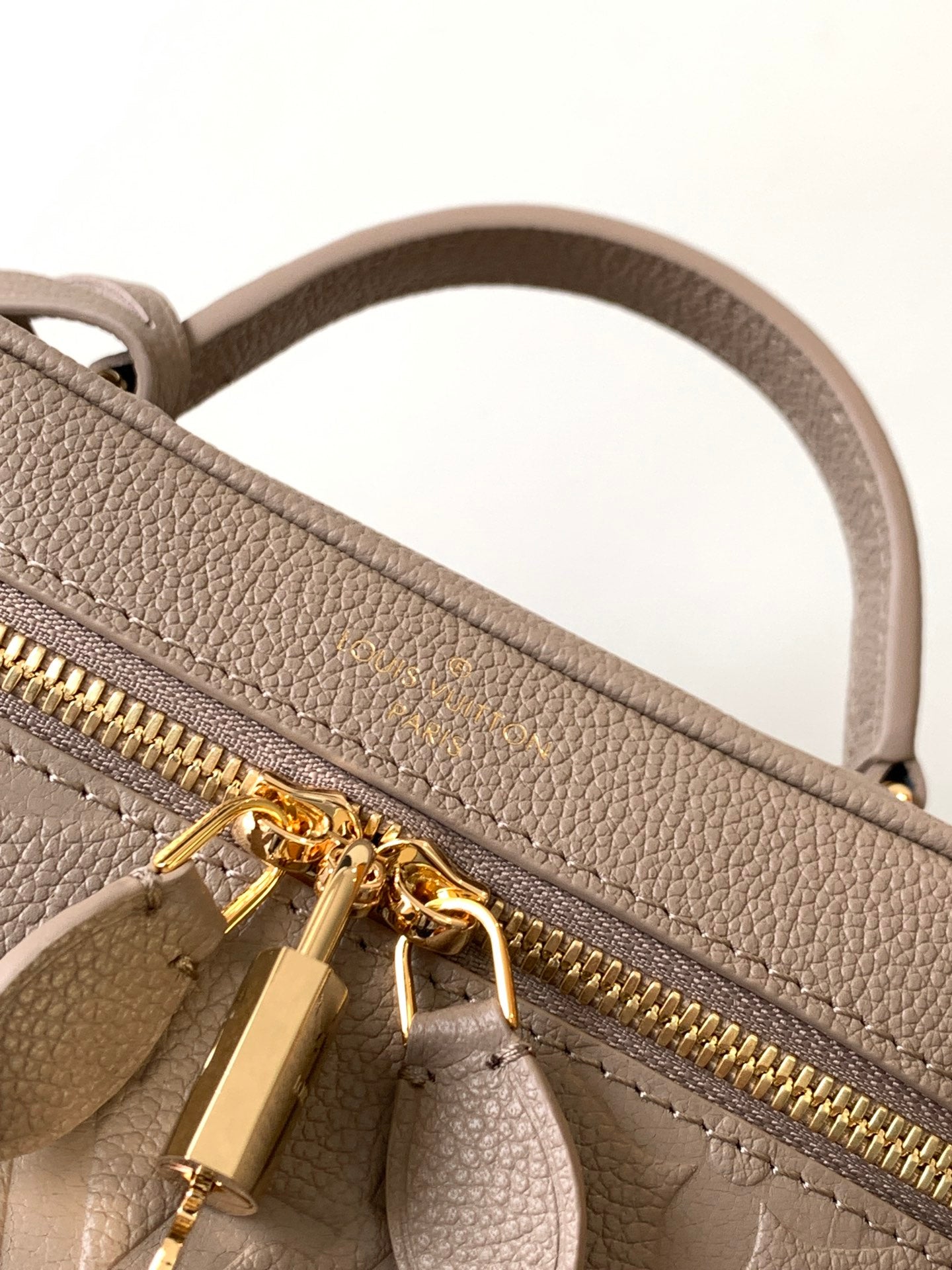 Louis Vuitton Taupe Embossed Leather Vanity Case Bag with Top Handle