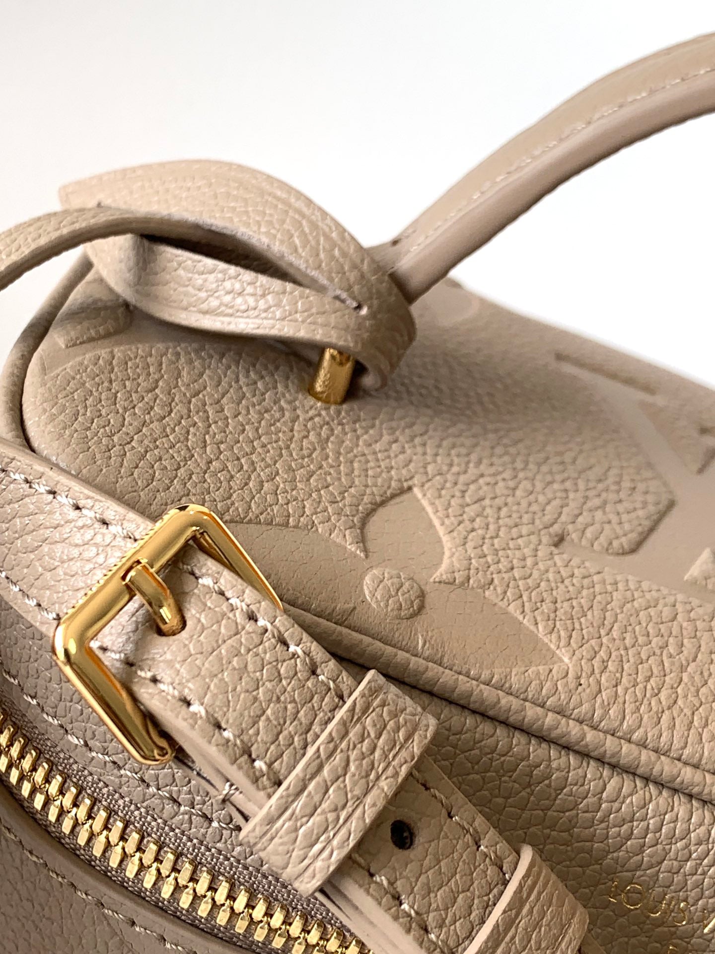 Louis Vuitton Taupe Embossed Leather Vanity Case Bag with Top Handle