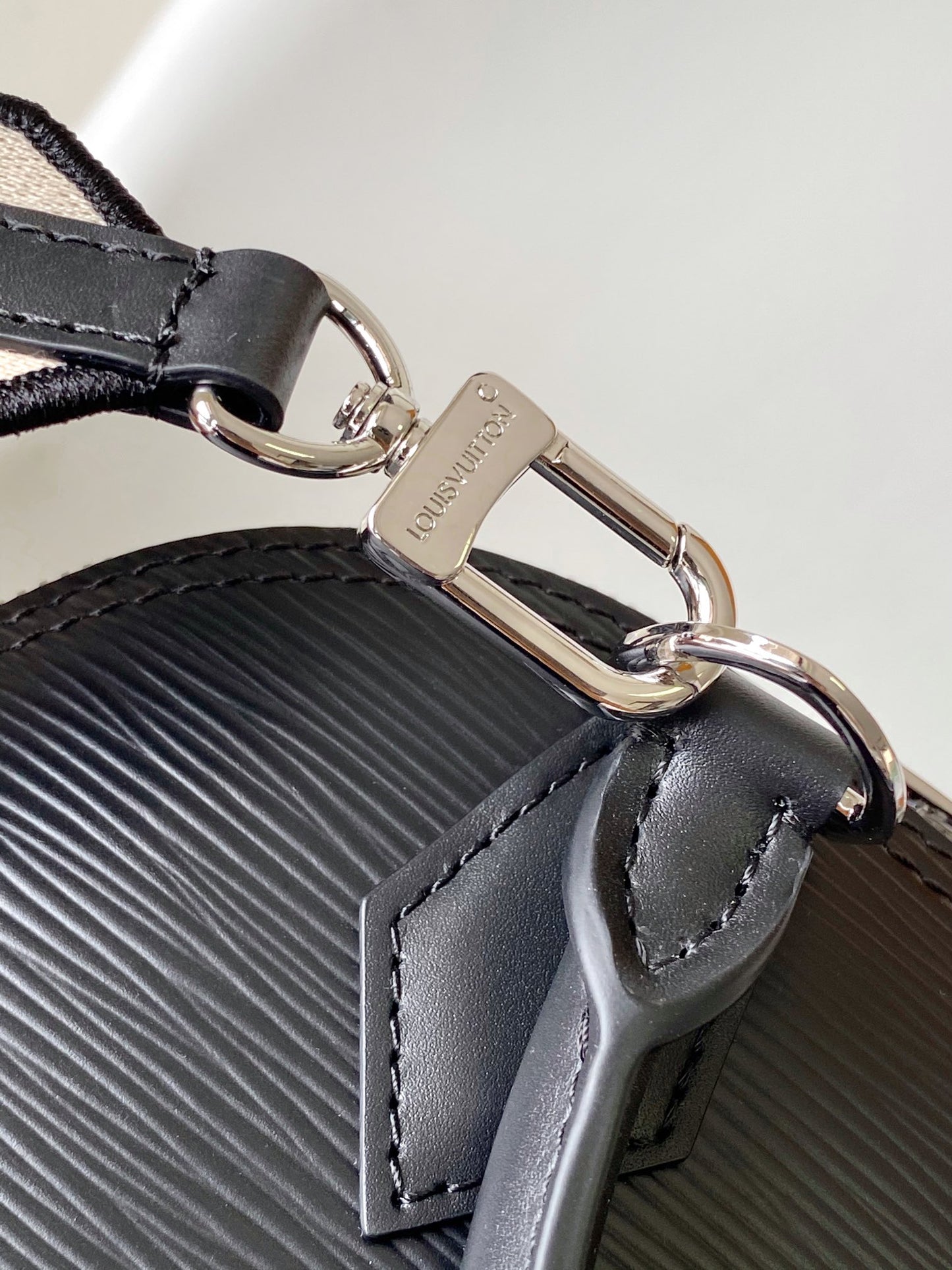 Louis Vuitton Black Textured Leather Dome Handbag with Wide Shoulder Strap