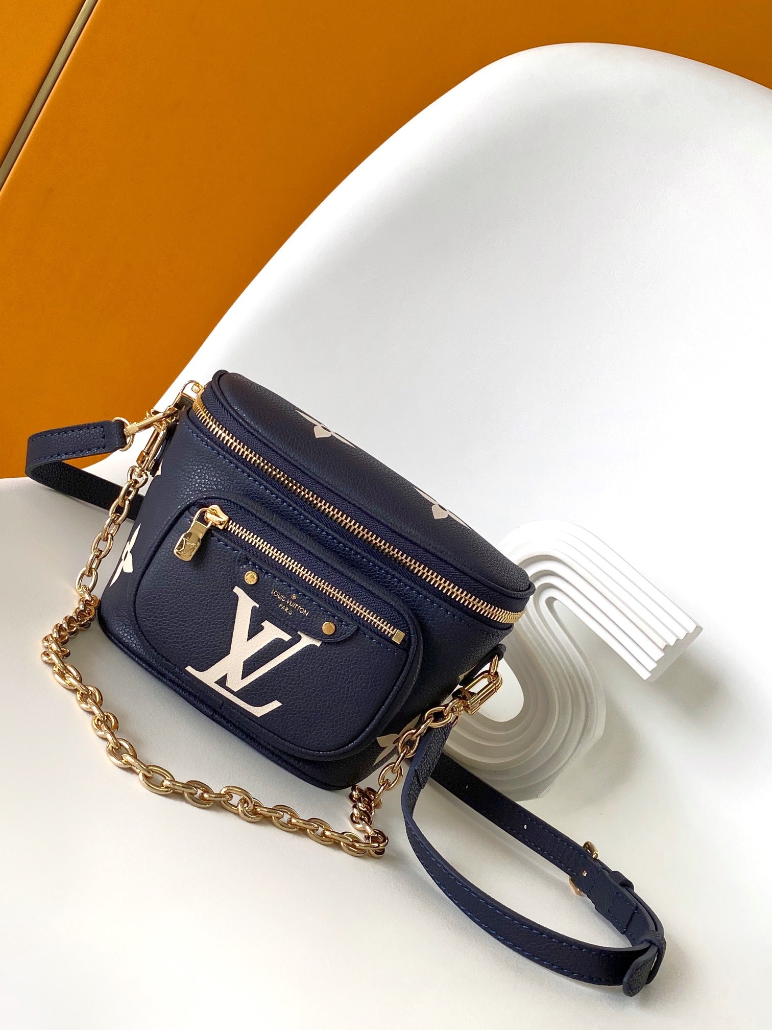 Louis Vuitton High Rise Bumbag Monogram Empreinte Navy Nacre