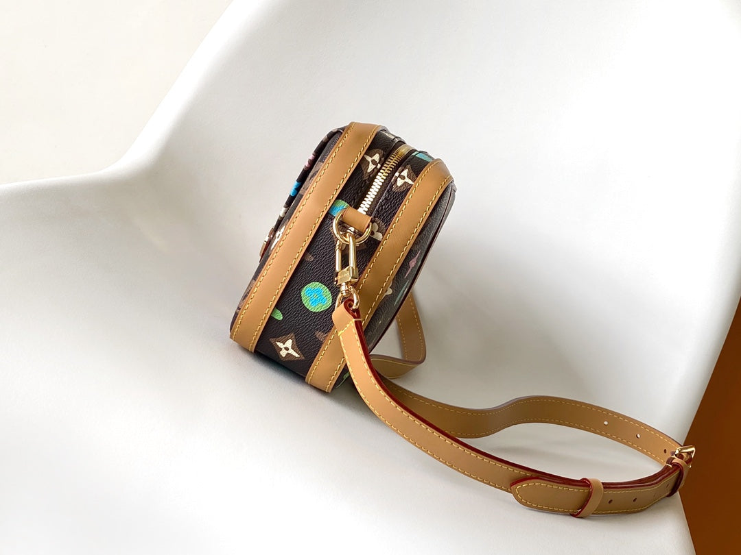 Louis Vuitton Multicolor Monogram Brown Camera Crossbody Bag with Tan Leather Trim