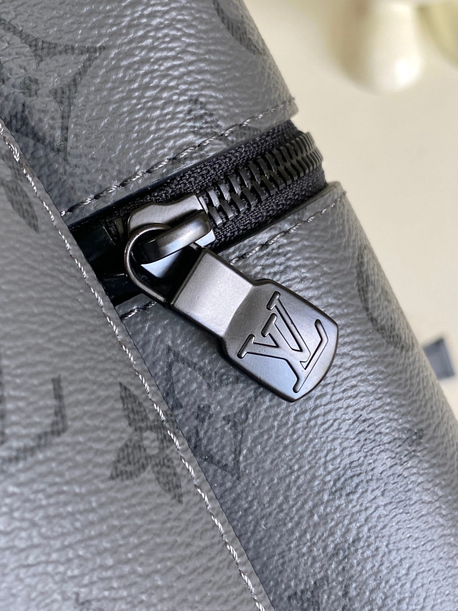Louis Vuitton Grey Monogram Patterned Fashion Backpack with Blue Accents