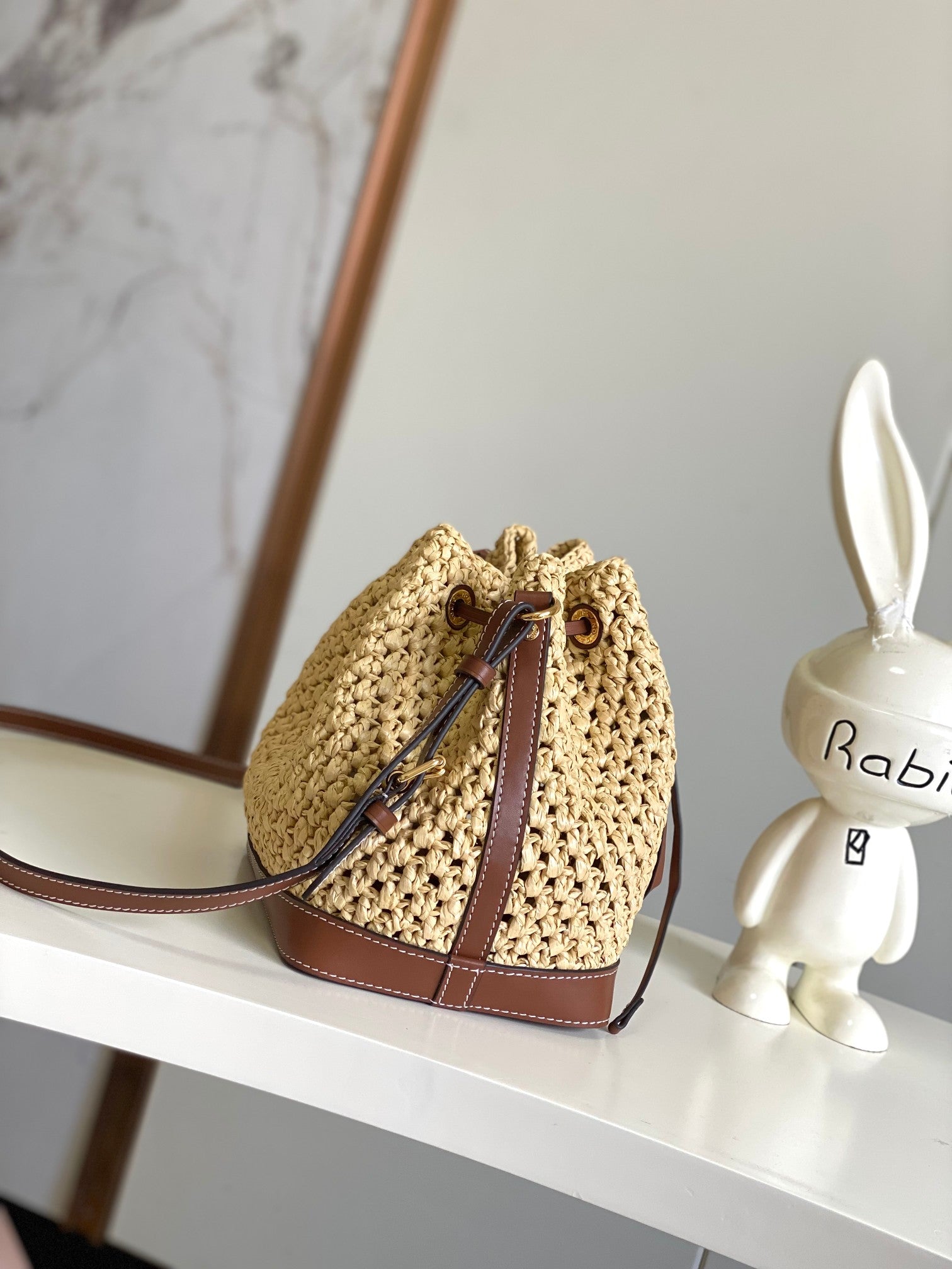 Louis Vuitton Nano Noé Raffia Bucket Bag - Natural Beige/Caramel Leather