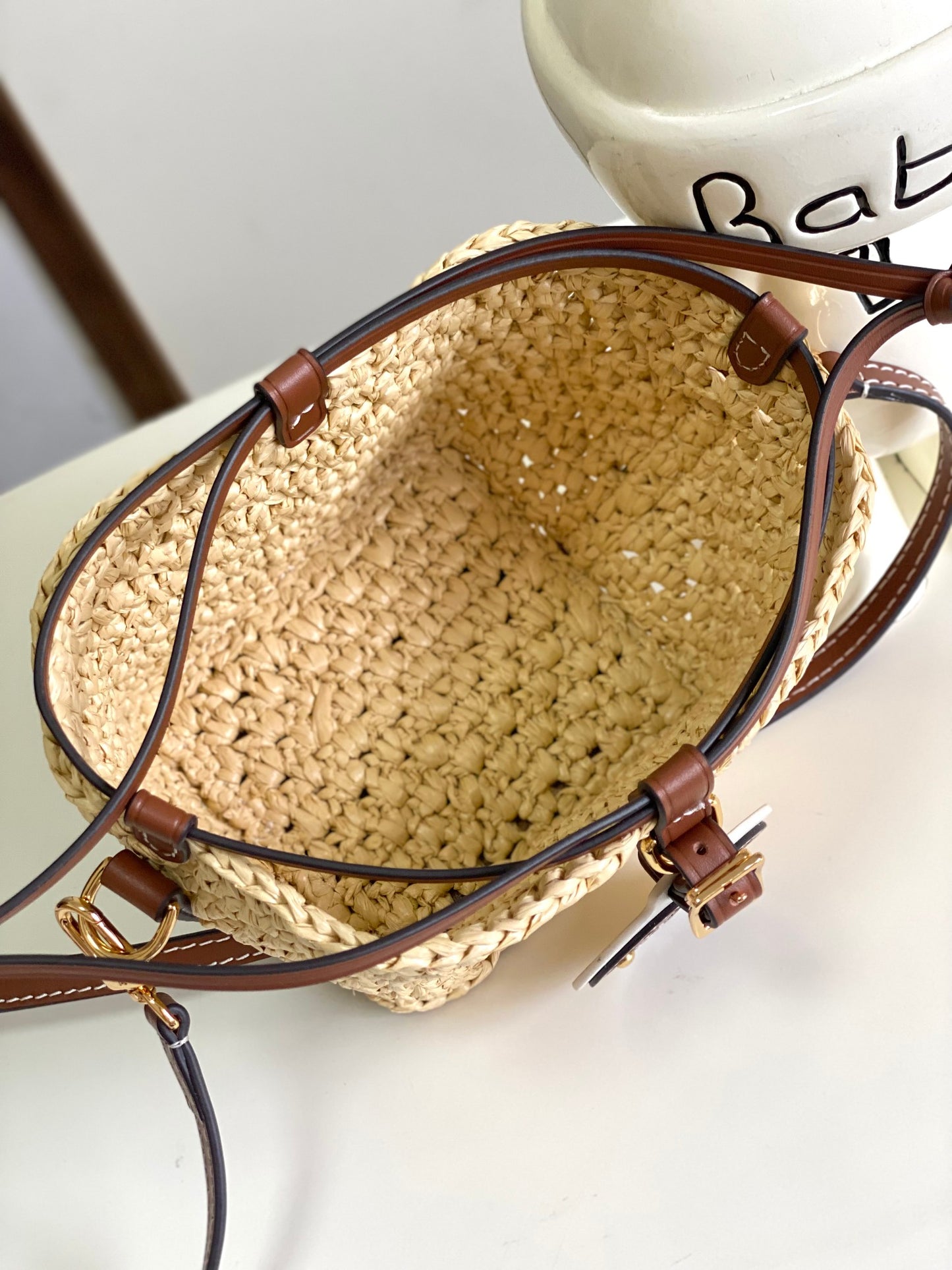 Louis Vuitton Nano Noé Bucket Bag - Raffia & Brown Leather
