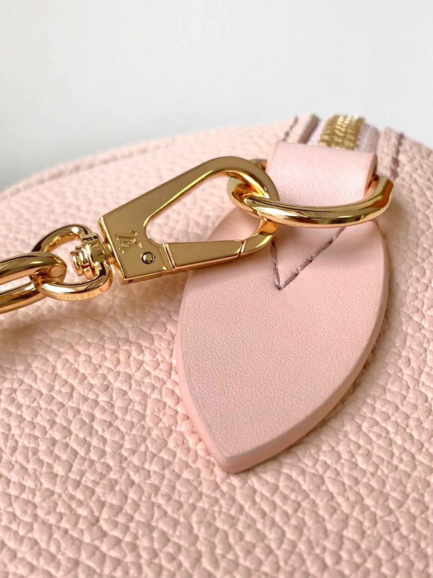 Louis Vuitton Elegant Pastel Pink Embossed Leather Top Handle Satchel Bag