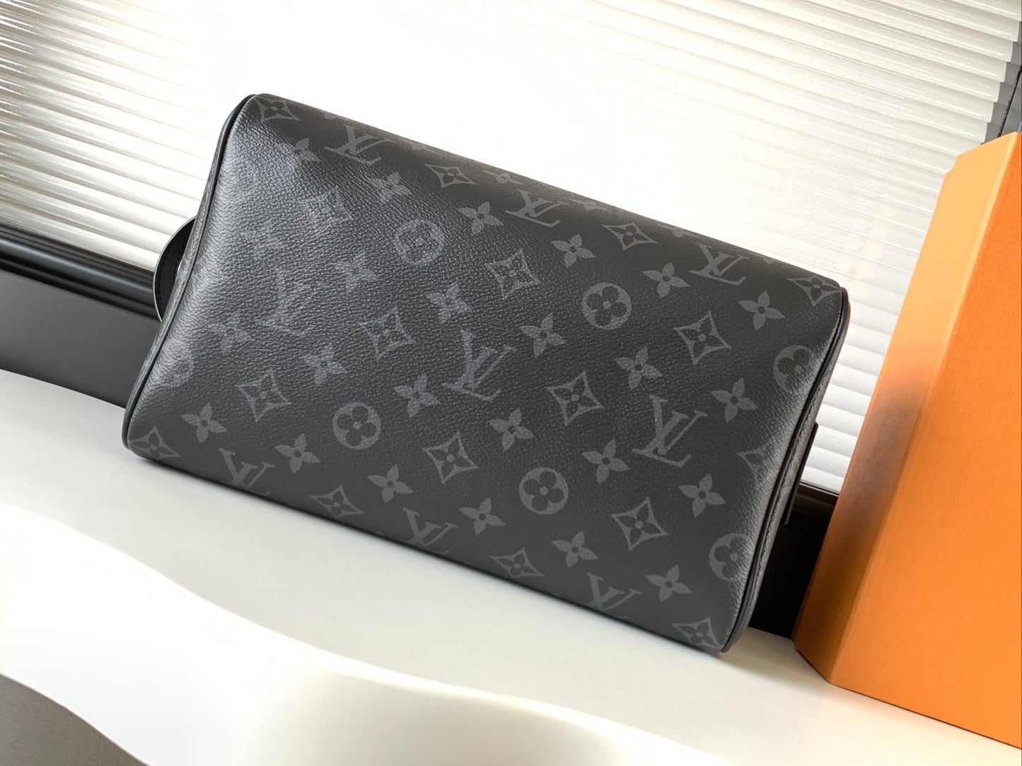 Louis Vuitton Black Monogram Pattern Luxury Travel Toiletry Bag Double Zip Dopp Kit
