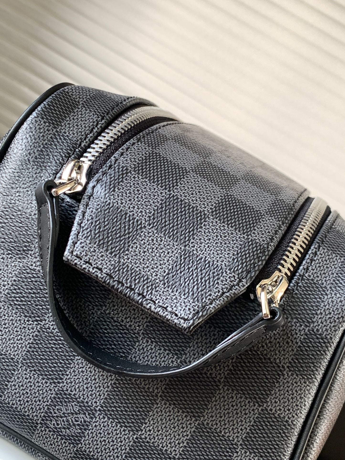 Louis Vuitton Grey Checkered Travel Toiletry Bag Dopp Kit Organizer