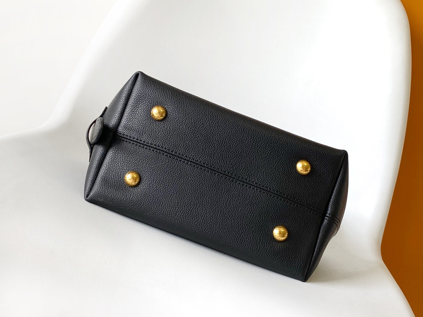 Louis Vuitton Minimalist Black Leather Hobo Shoulder Bag with Gold Accent