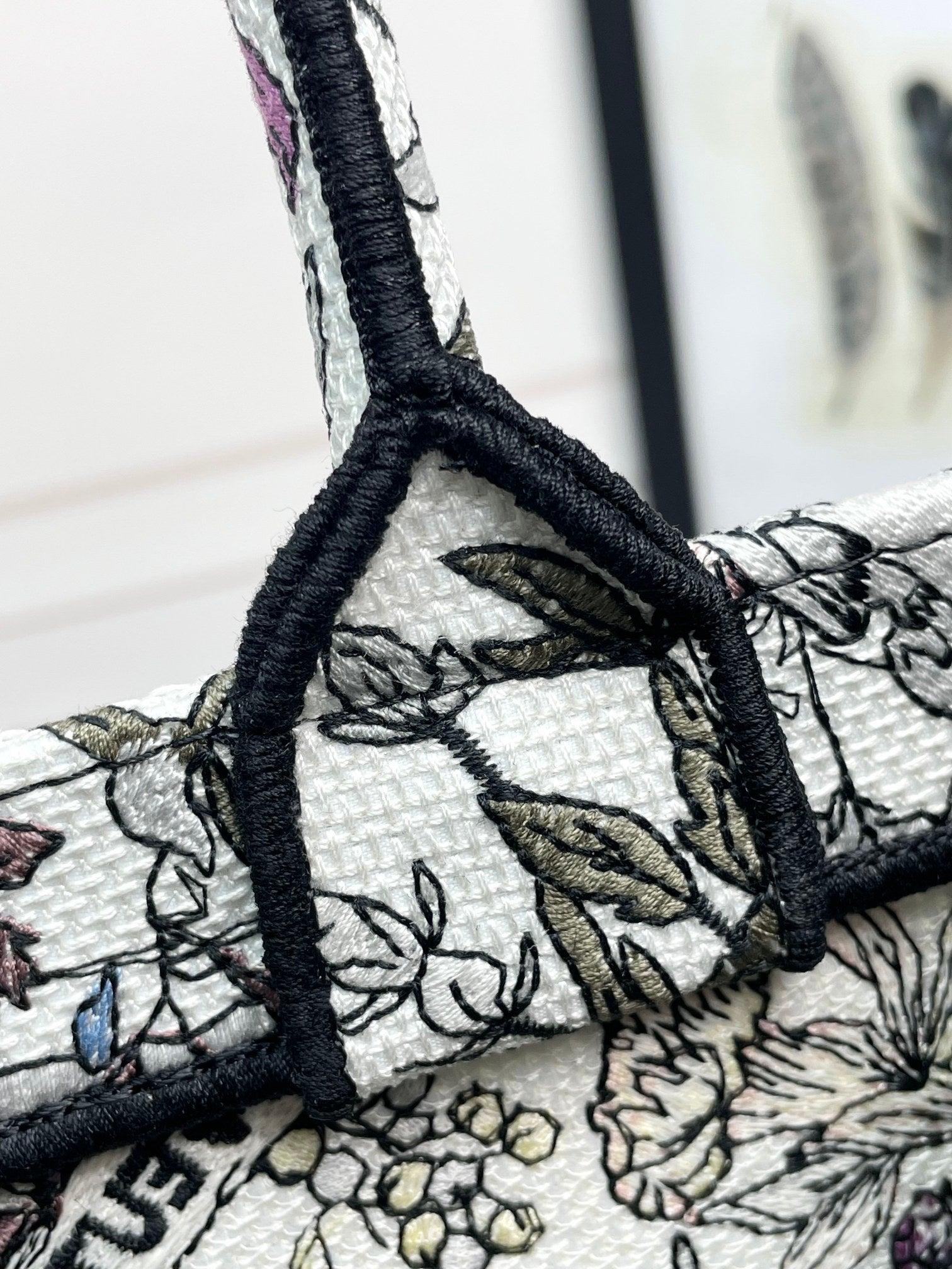 Christian Dior Medium Book Tote - Embroidered Canvas - White & Multi-color