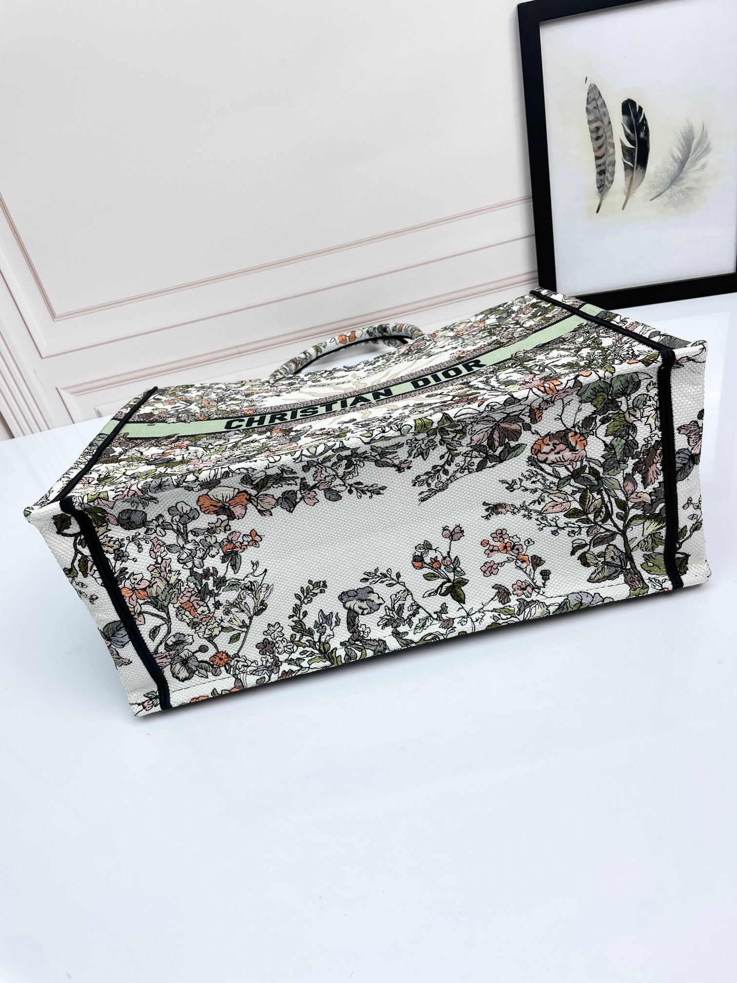 Dior Vintage Botanical Floral Canvas Tote Bag Large Travel Handbag
