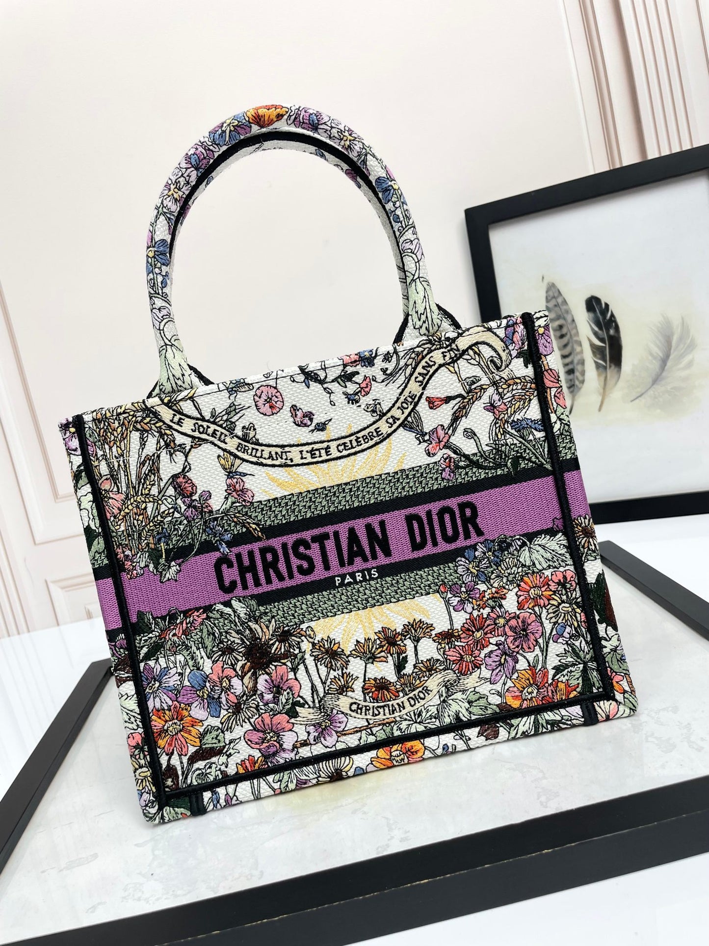 Dior Vintage Floral Embroidered Canvas Tote Bag Luxury Style Handbag