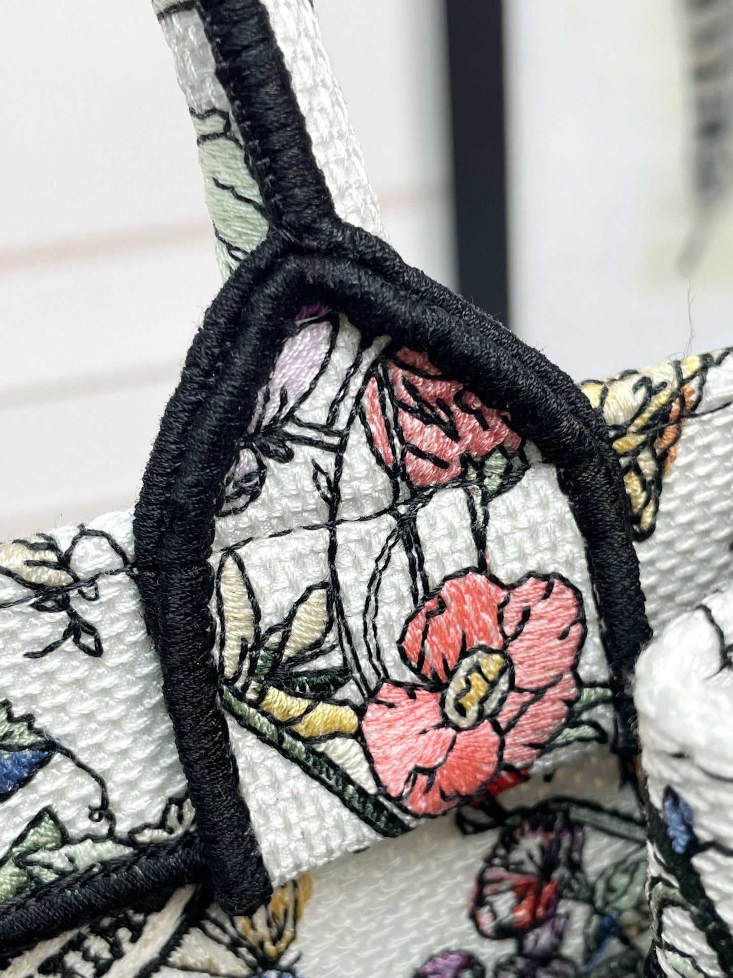 Dior Colorful Botanical Embroidered Canvas Tote Bag with Top Handles