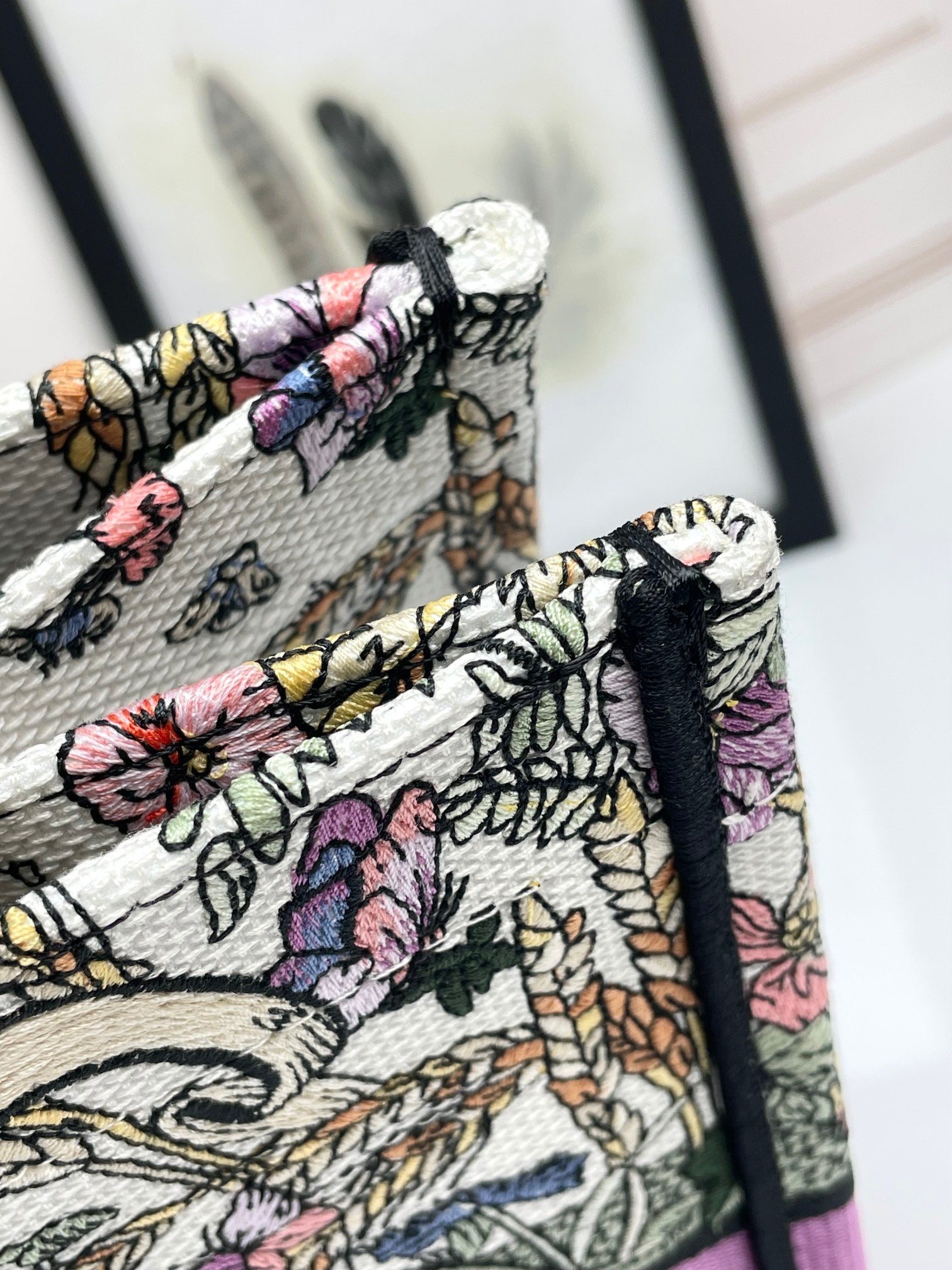 Dior Botanical Floral Print Canvas Tote Bag Large Travel Shoulder Handbag
