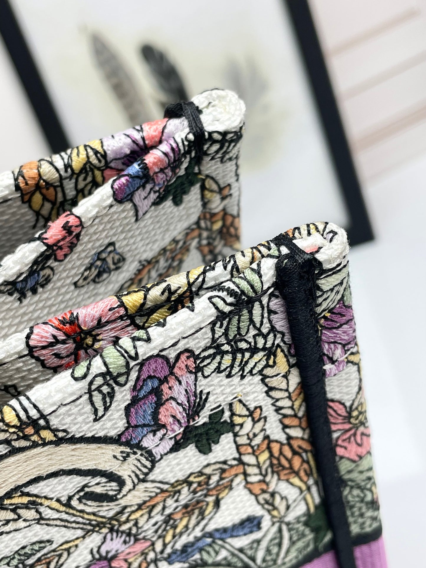 Dior Vintage Floral Canvas Tote Bag Large Shoulder Handbag