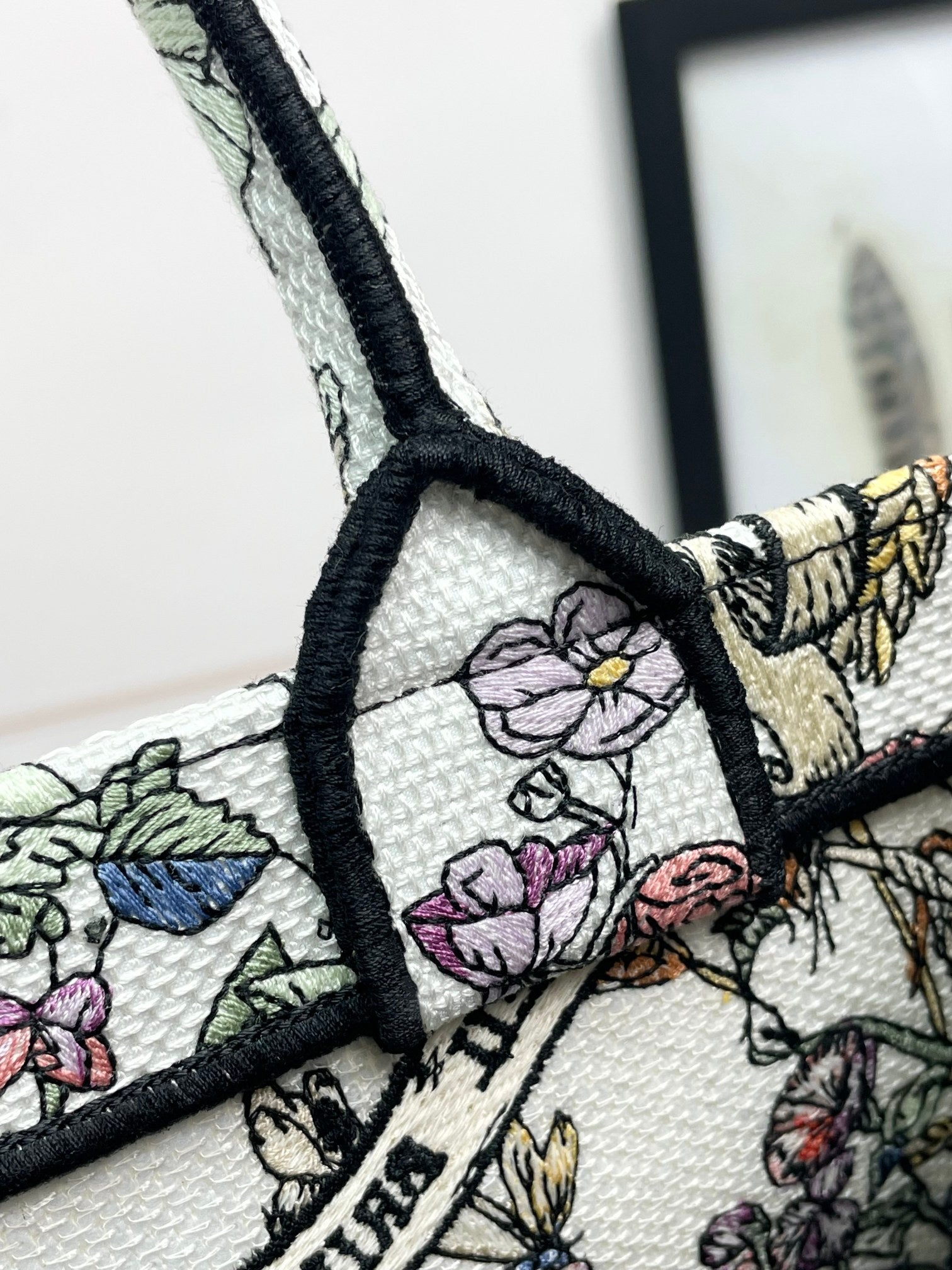 Dior Botanical Floral Print Canvas Tote Bag Large Travel Shoulder Handbag