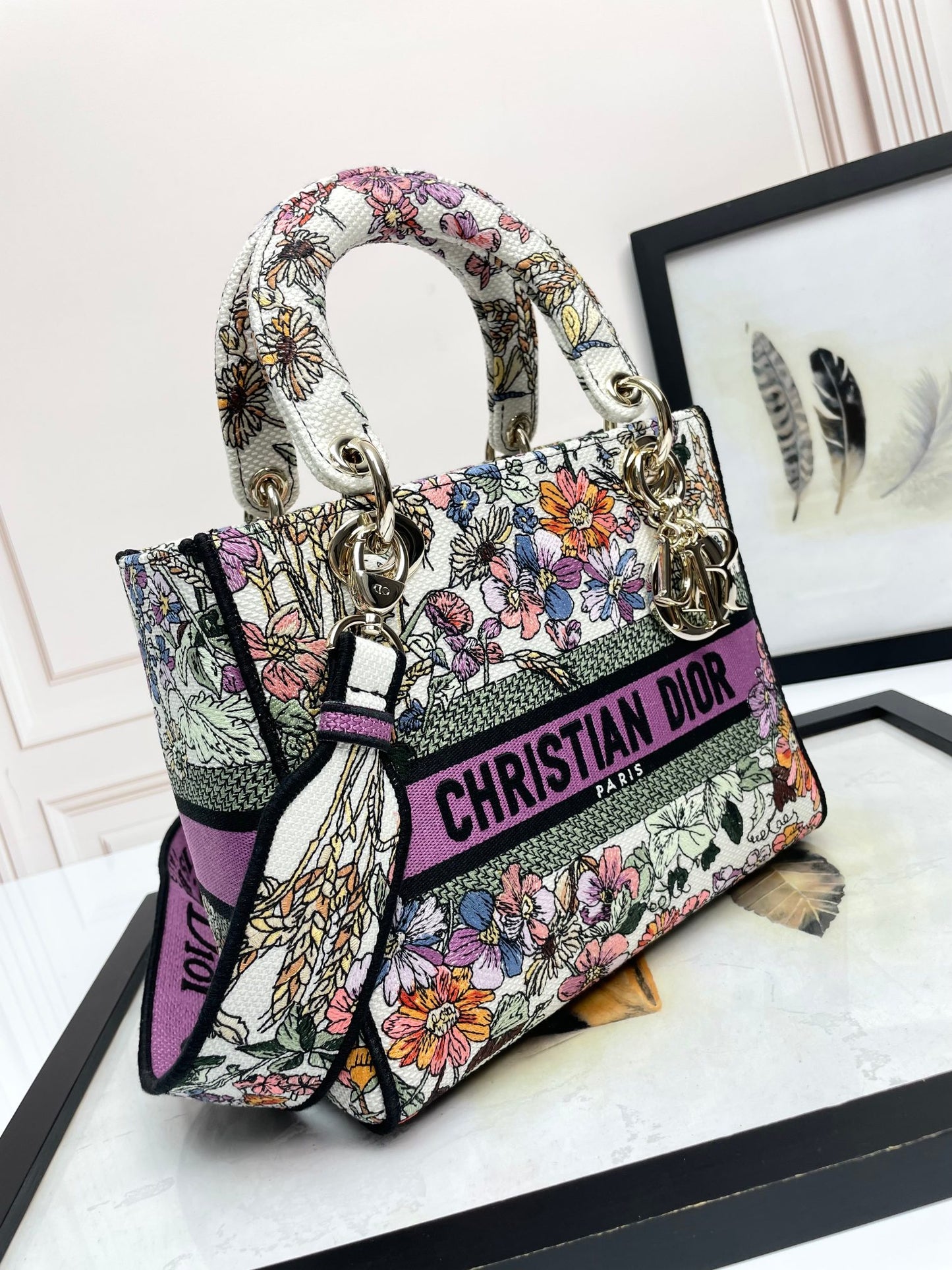 Christian Dior Medium Lady D-Lite Bag - Floral Embroidery