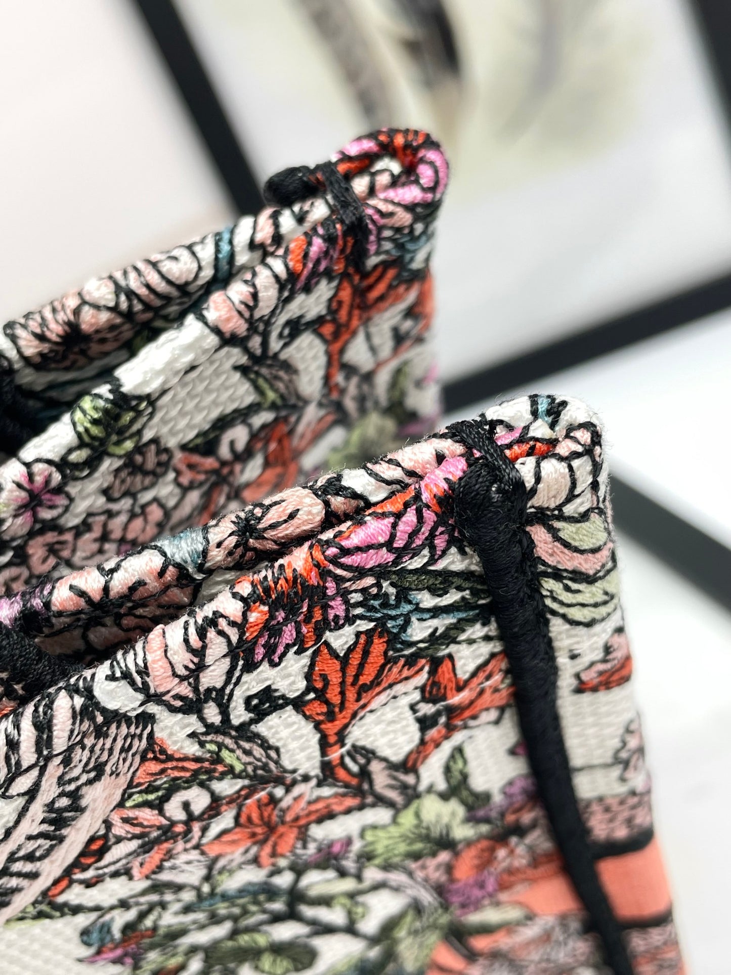 Christian Dior Small Book Tote Bag Botanical Floral Canvas - Pink Multicolor