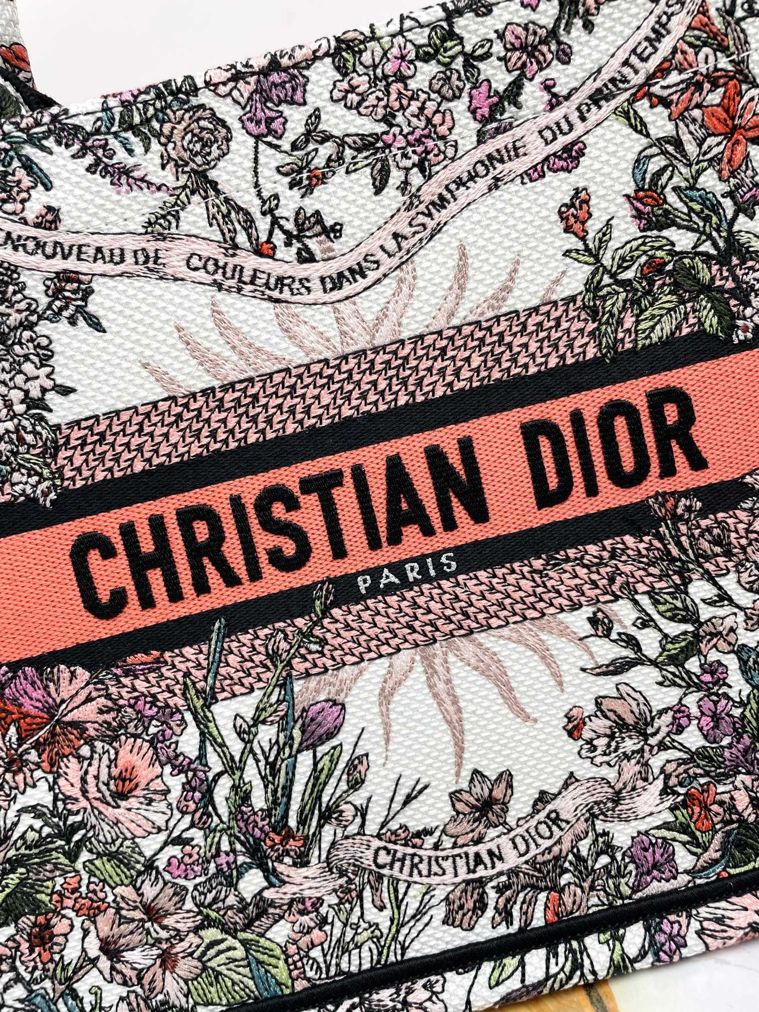 Dior Vintage Floral Tapestry Canvas Tote Bag with Top Handles