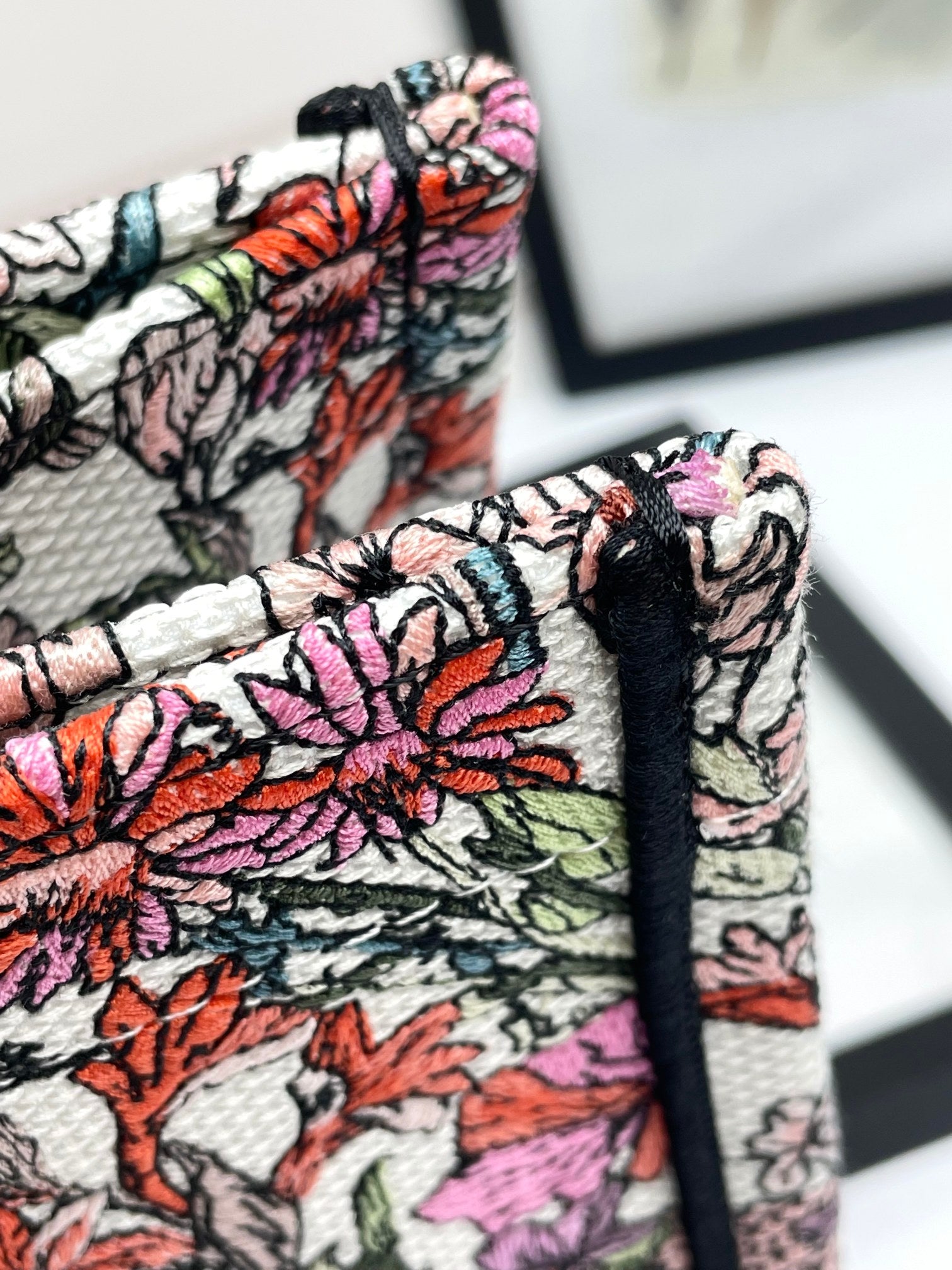 Christian Dior Book Tote Bag - Multicolor Toile de Jouy Embroidered Canvas