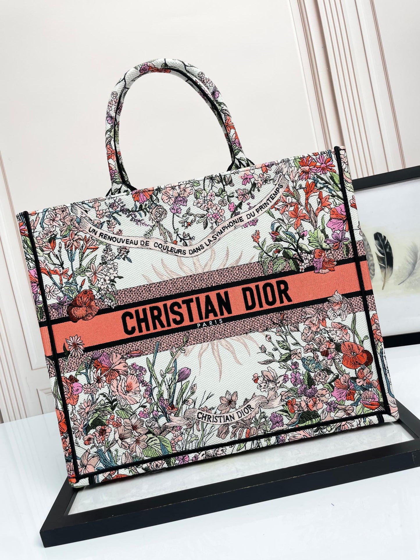Christian Dior Large Book Tote Mille Fleurs Multicolored Embroidery