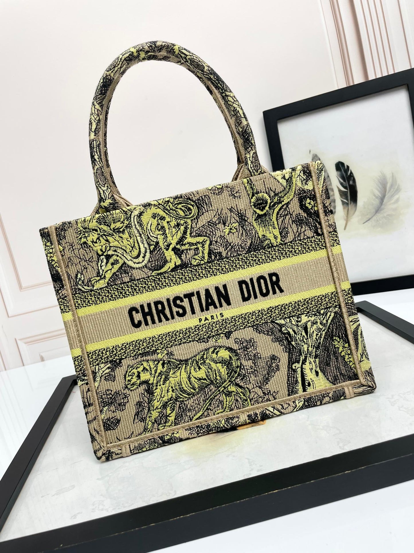 Dior Embroidered Tiger Jungle Canvas Tote Bag Luxury Handbag