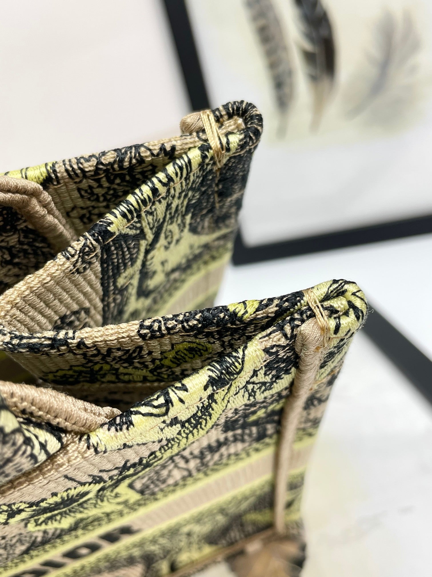 Dior Embroidered Safari Animal Tapestry Tote Bag with Top Handles