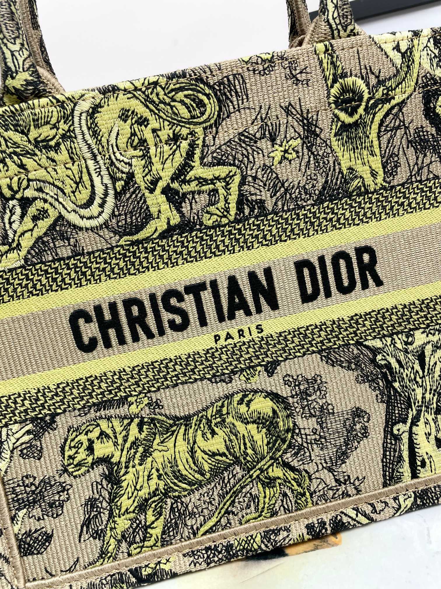 Dior Embroidered Safari Animal Tapestry Tote Bag with Top Handles
