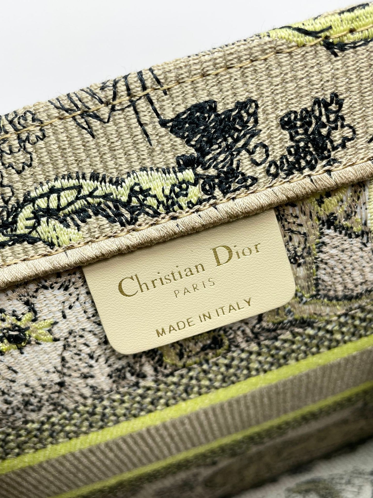 Dior Vintage Toile Animal Pattern Embroidered Canvas Tote Bag