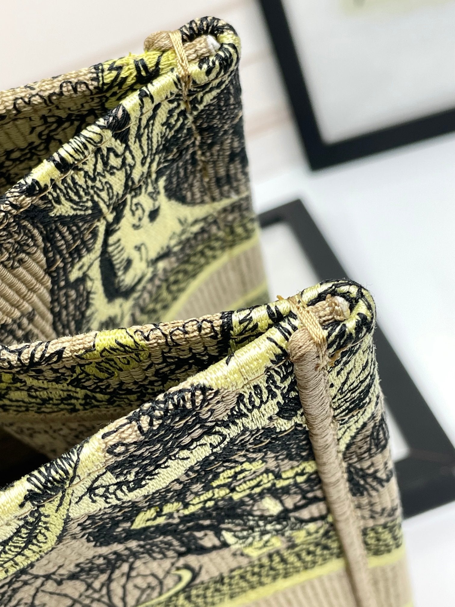 Christian Dior Medium Book Tote Toile de Jouy Tiger Embroidery Bag