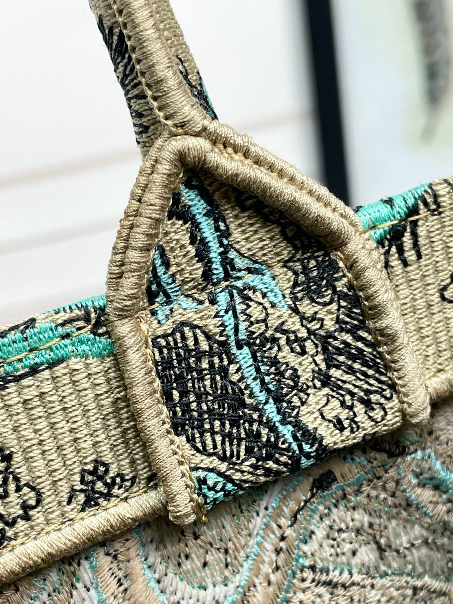Dior Vintage Tiger Tapestry Canvas Tote Bag Green Animal Print Handbag
