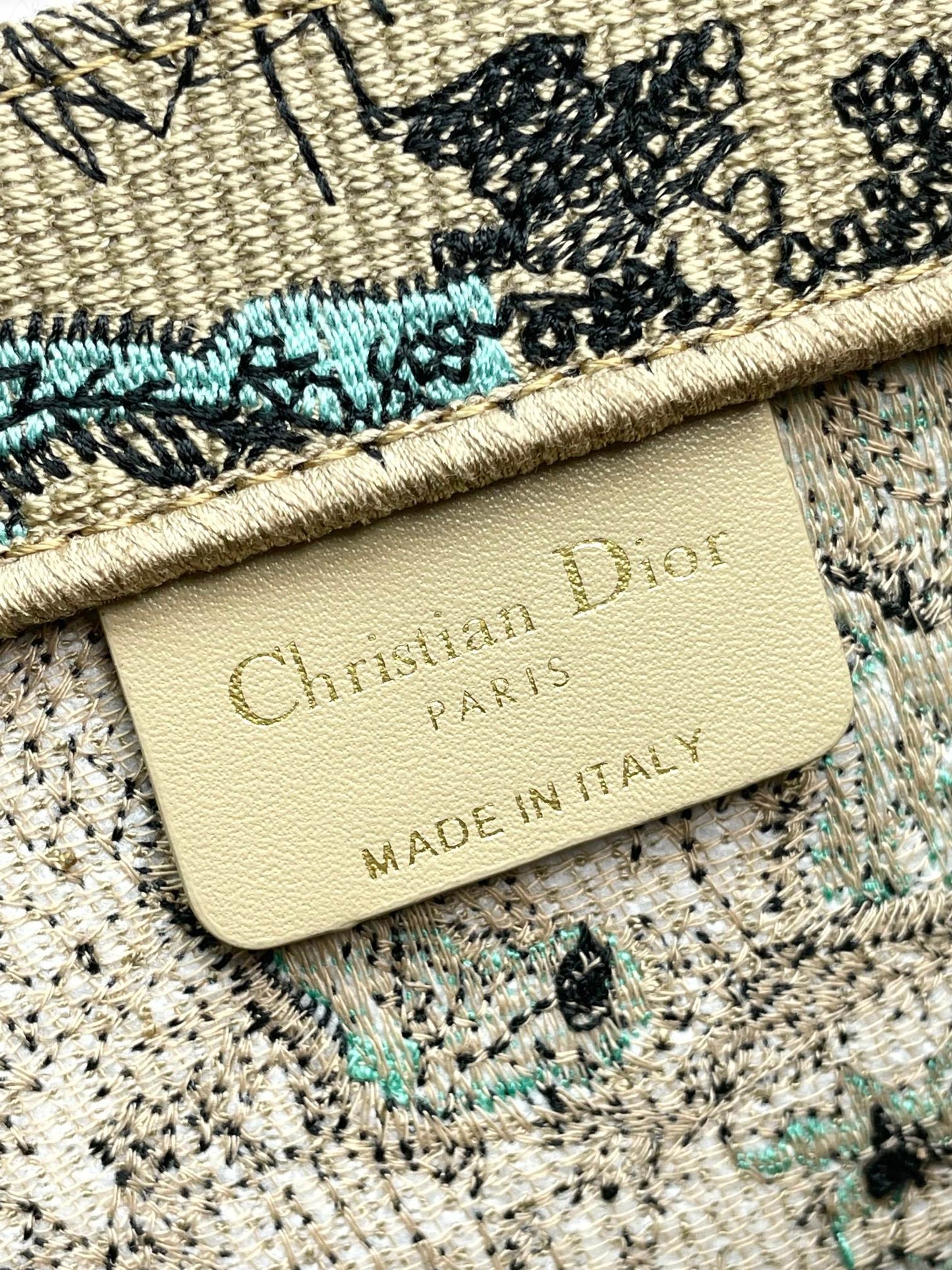 Dior Vintage Tiger Tapestry Canvas Tote Bag Green Animal Print Handbag