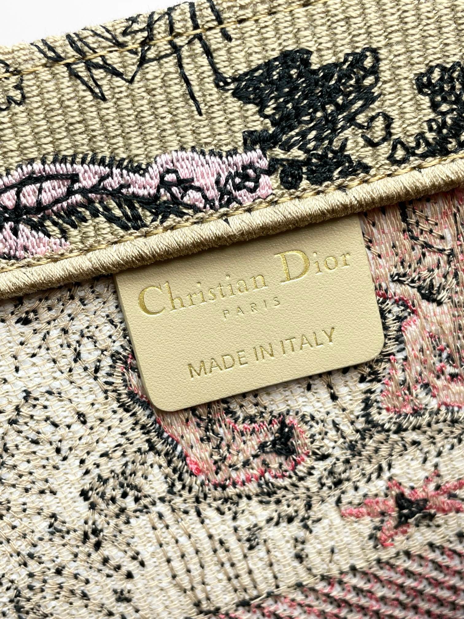 Dior Vintage Tiger Print Canvas Tote Bag Pink and Beige Handbag